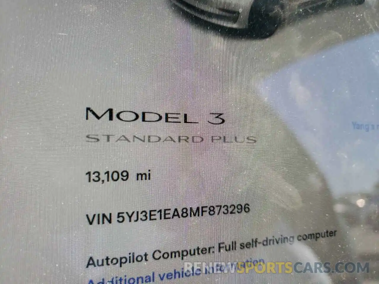 8 Photograph of a damaged car 5YJ3E1EA8MF873296 TESLA MODEL 3 2021