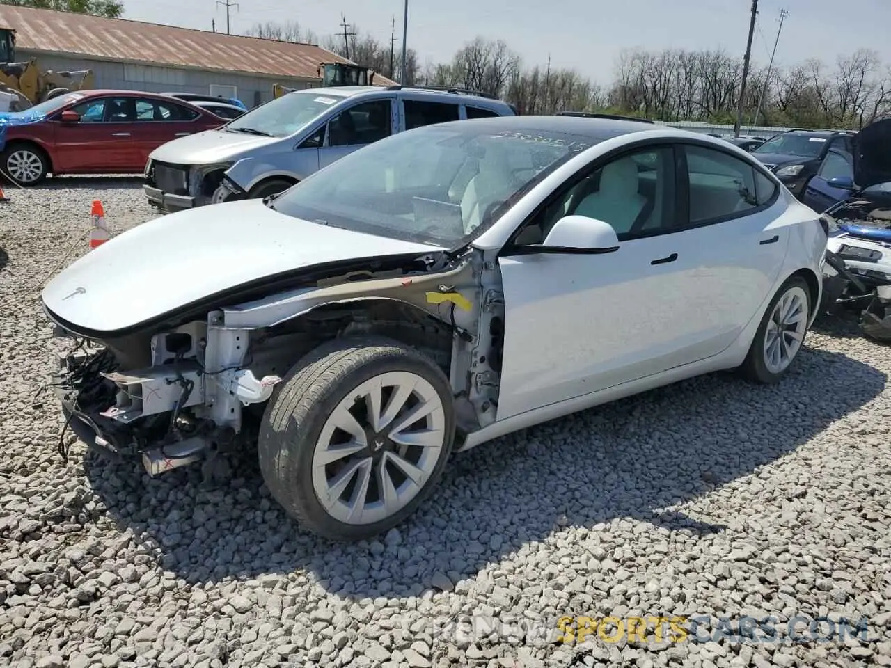 1 Photograph of a damaged car 5YJ3E1EA8MF915627 TESLA MODEL 3 2021