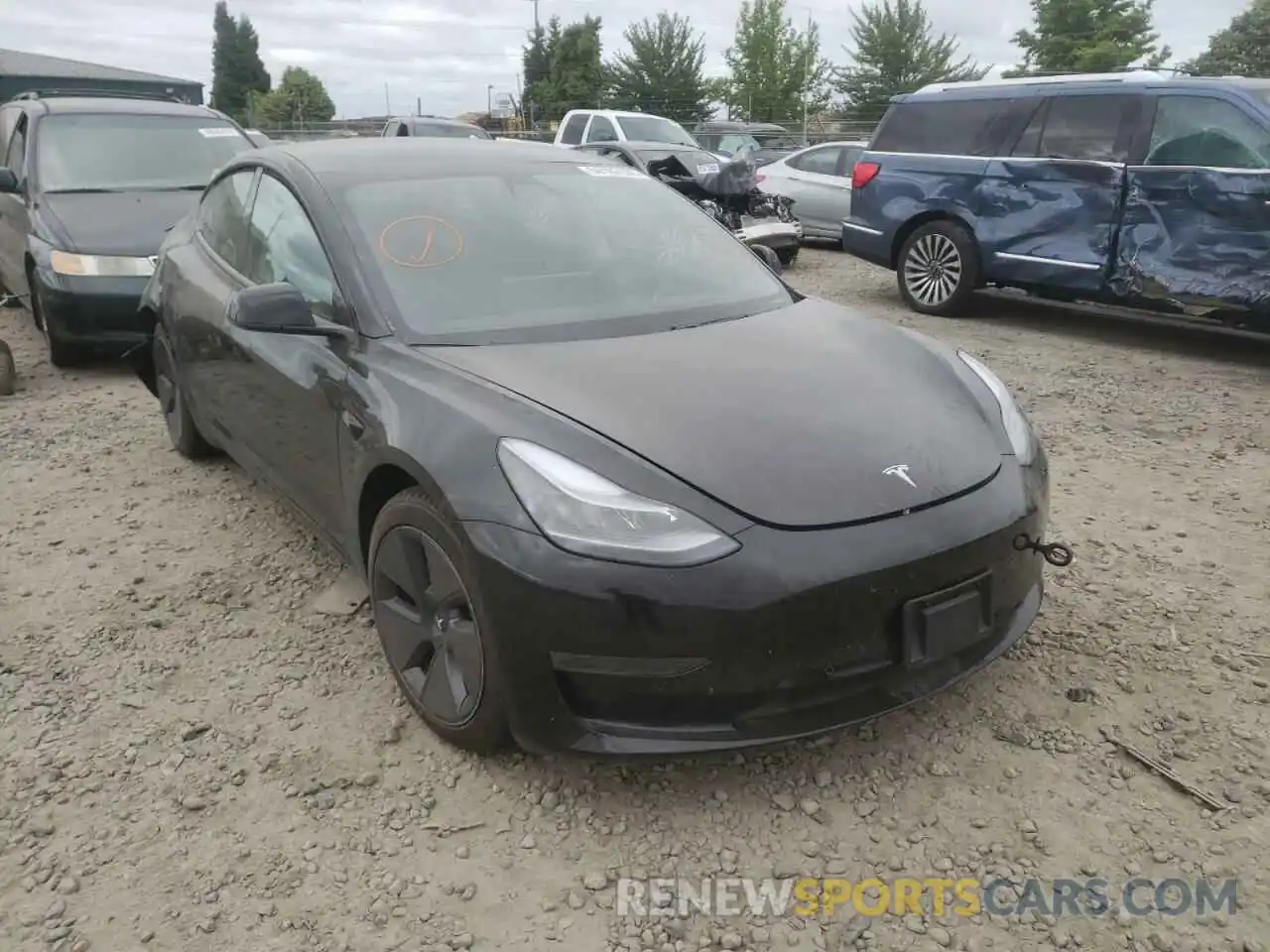 1 Photograph of a damaged car 5YJ3E1EA9MF017683 TESLA MODEL 3 2021