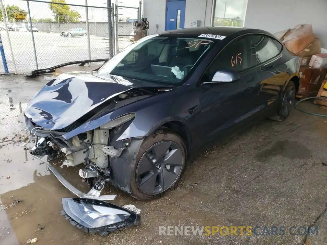 2 Photograph of a damaged car 5YJ3E1EA9MF047492 TESLA MODEL 3 2021