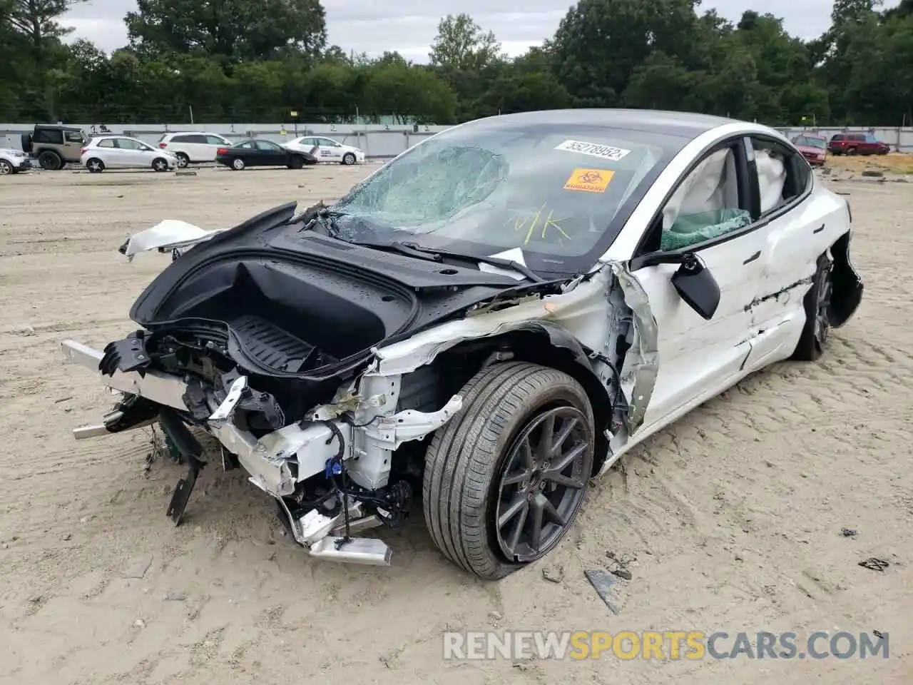 2 Photograph of a damaged car 5YJ3E1EA9MF062106 TESLA MODEL 3 2021