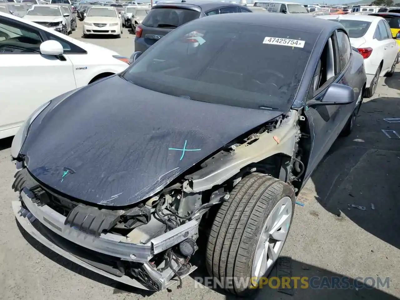 1 Photograph of a damaged car 5YJ3E1EA9MF071050 TESLA MODEL 3 2021