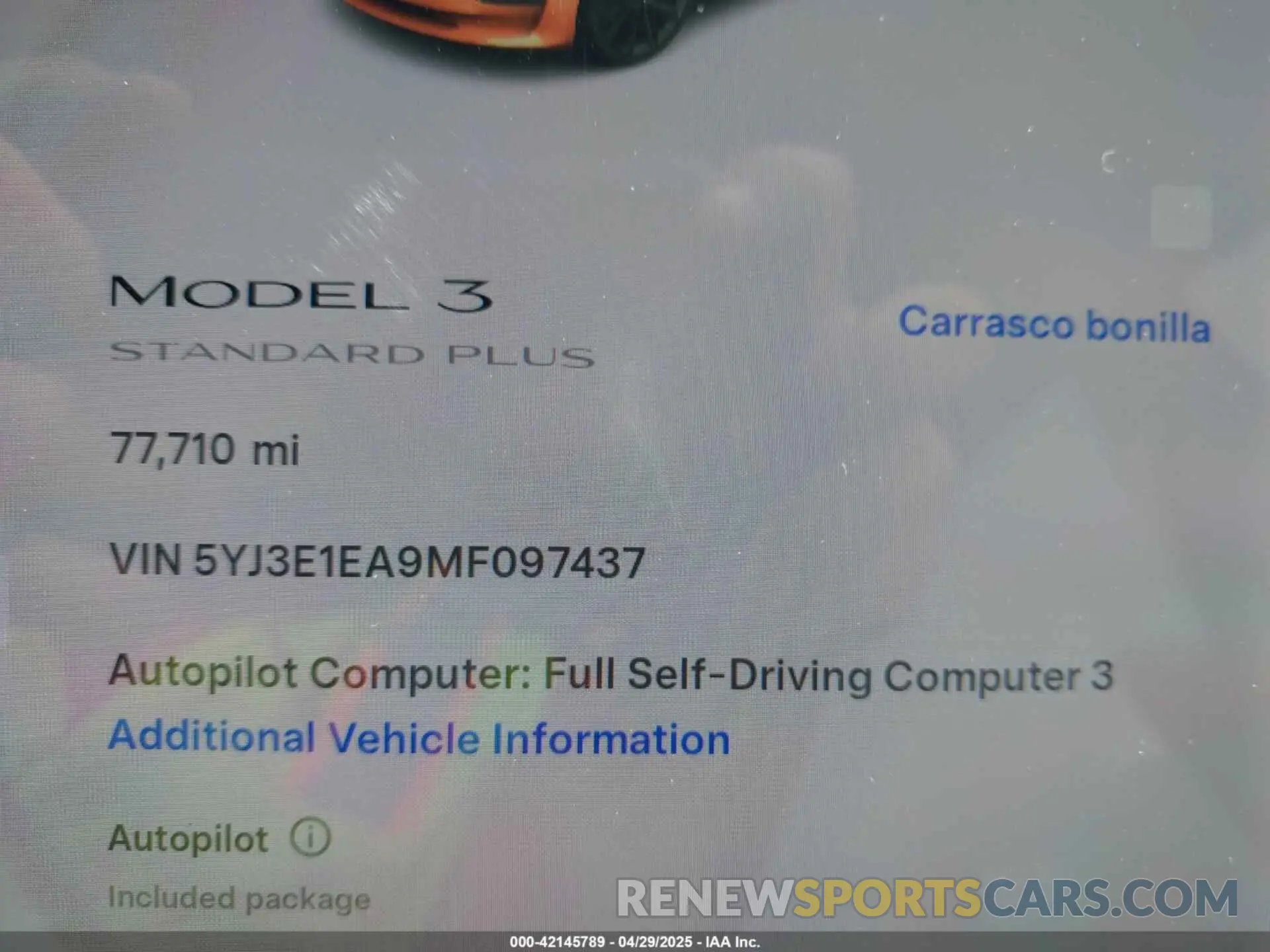 9 Photograph of a damaged car 5YJ3E1EA9MF097437 TESLA MODEL 3 2021