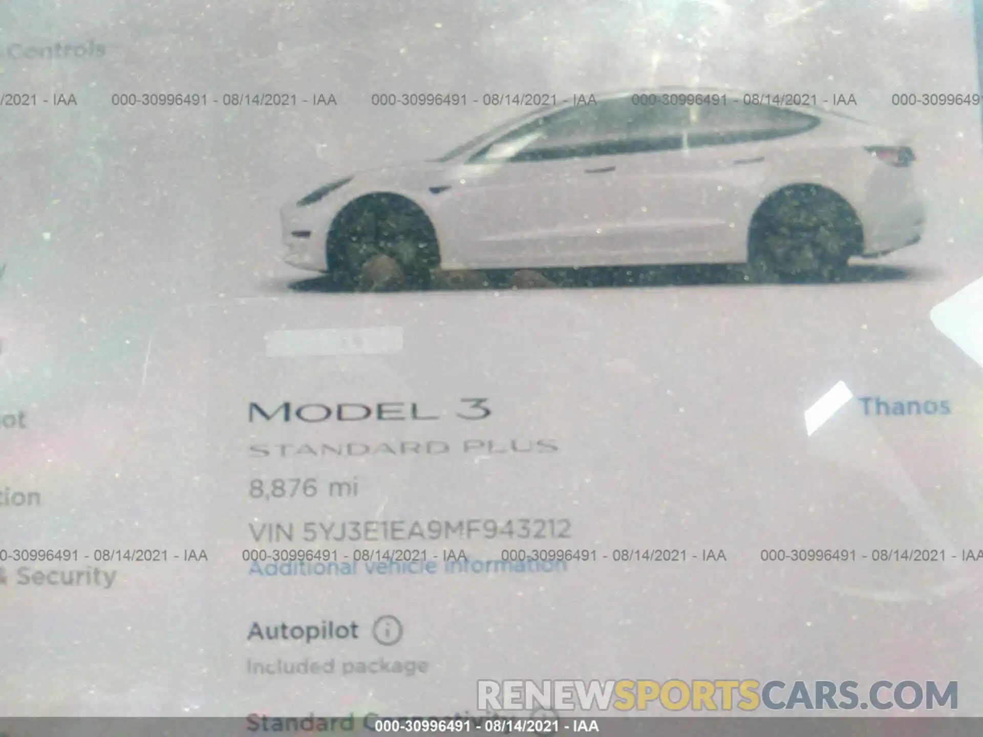 7 Photograph of a damaged car 5YJ3E1EA9MF943212 TESLA MODEL 3 2021