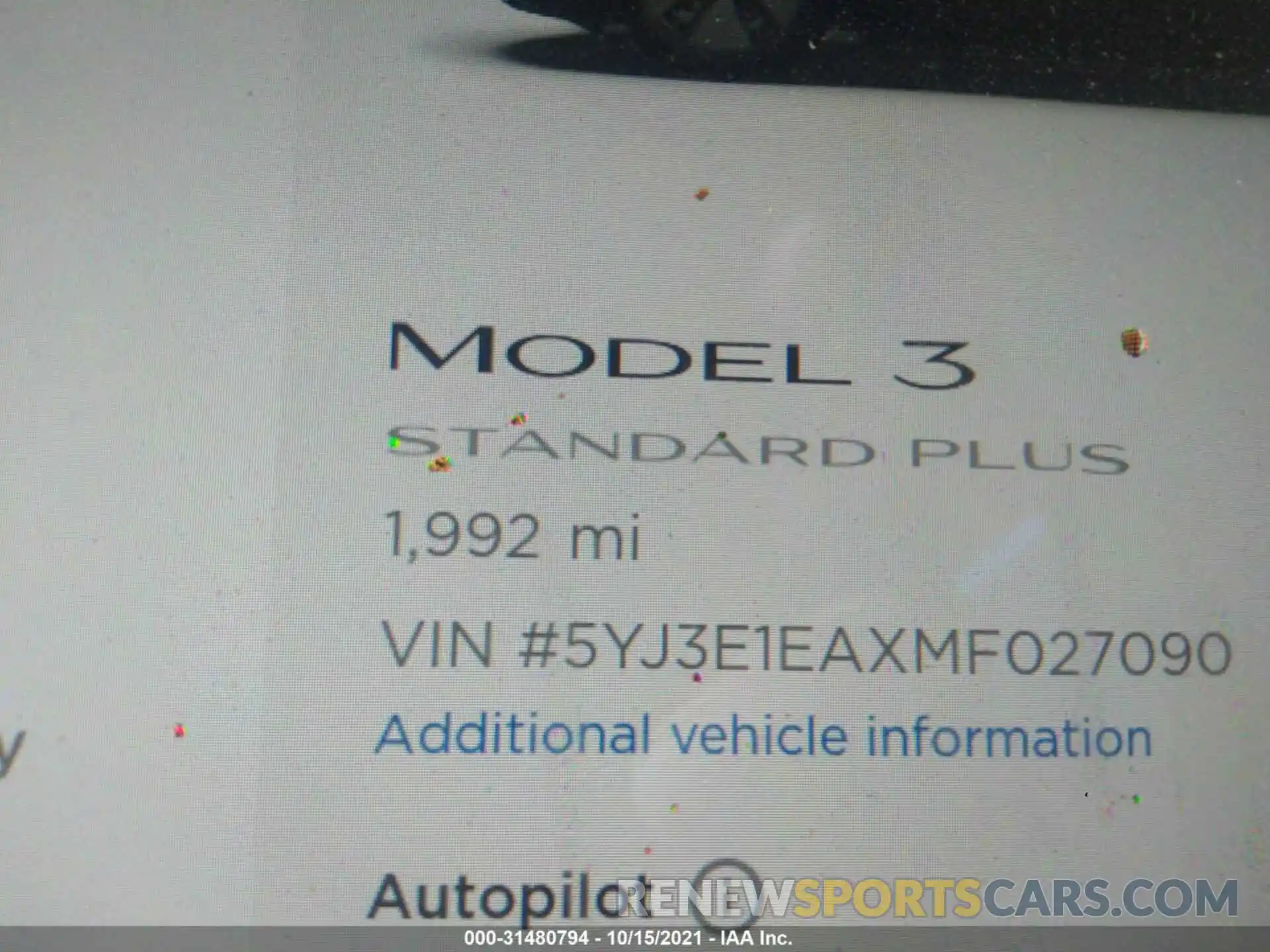 7 Photograph of a damaged car 5YJ3E1EAXMF027090 TESLA MODEL 3 2021