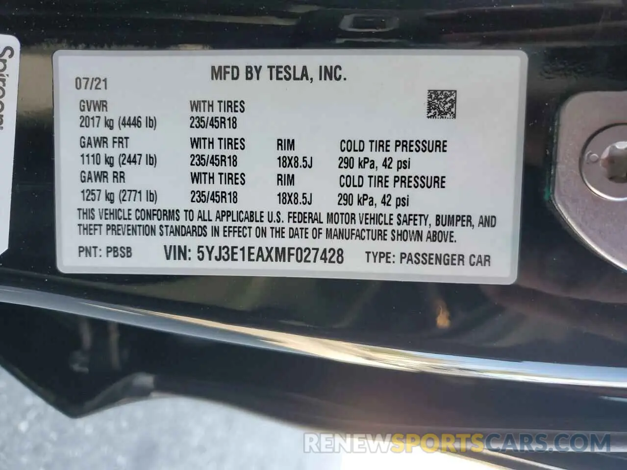 15 Photograph of a damaged car 5YJ3E1EAXMF027428 TESLA MODEL 3 2021