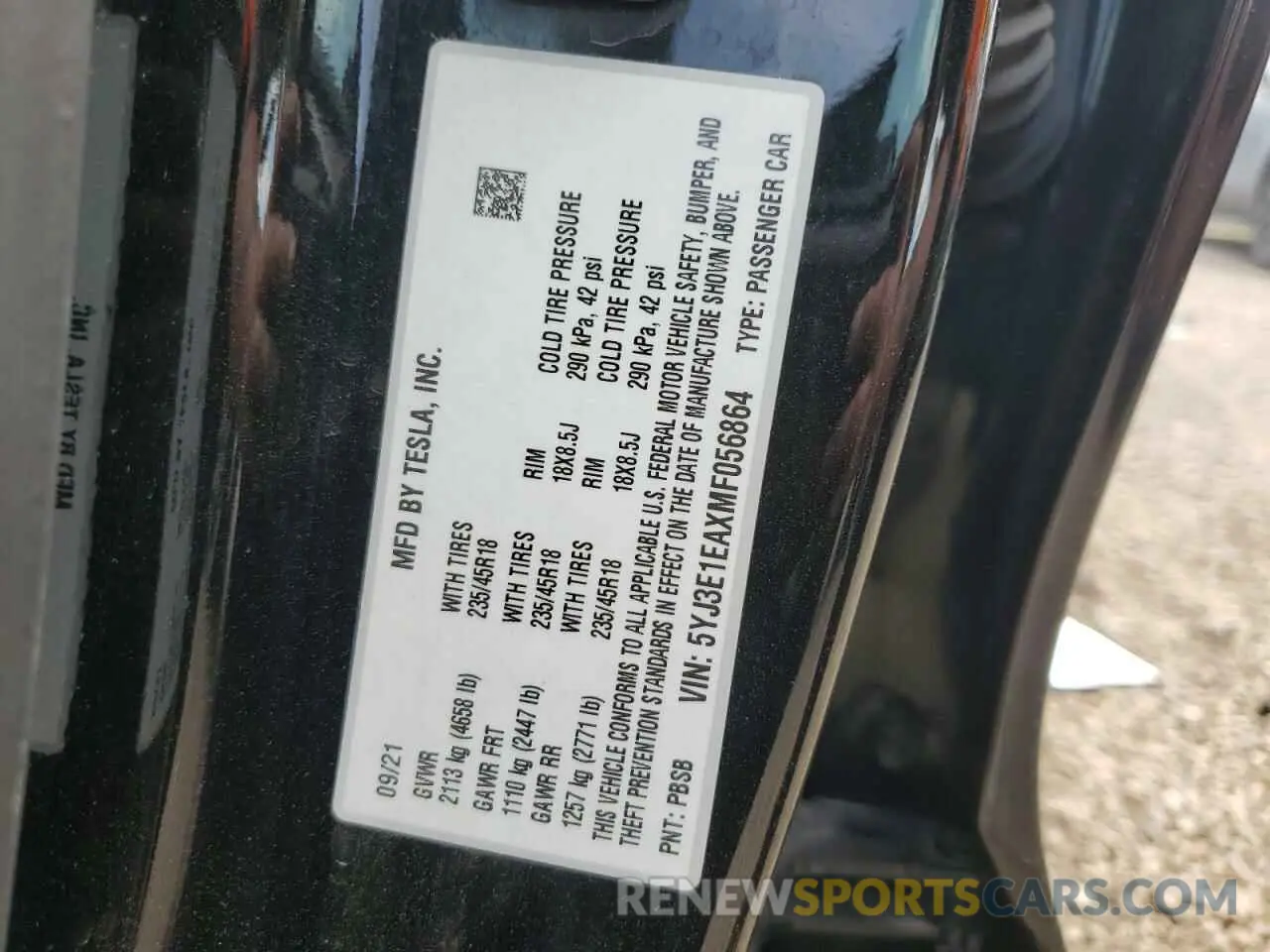 13 Photograph of a damaged car 5YJ3E1EAXMF056864 TESLA MODEL 3 2021
