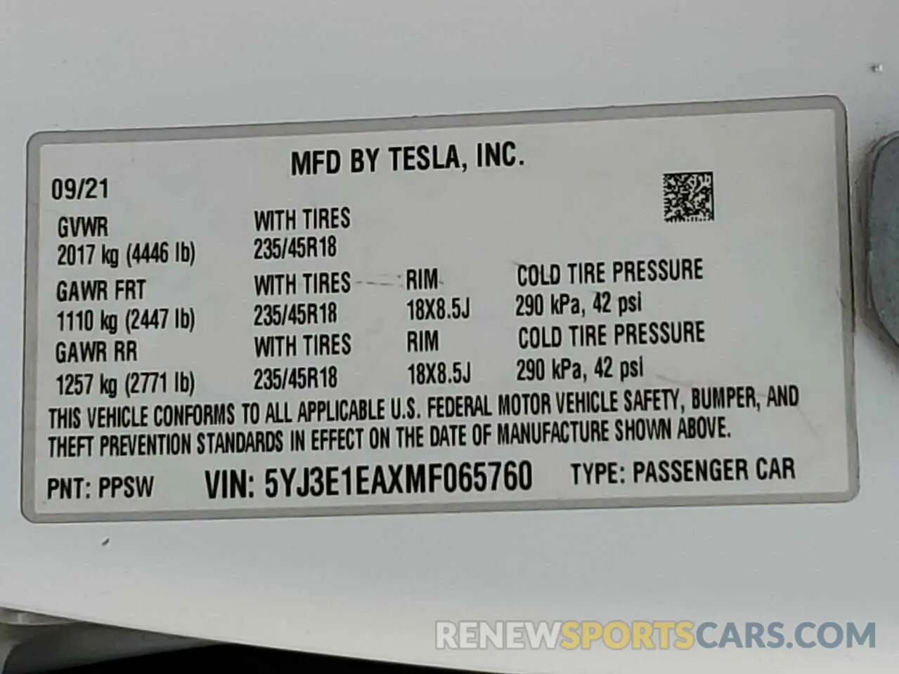 12 Photograph of a damaged car 5YJ3E1EAXMF065760 TESLA MODEL 3 2021