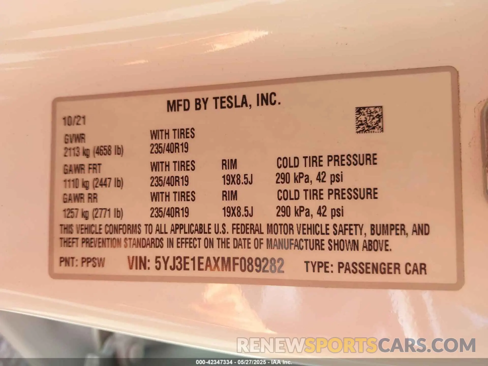 9 Photograph of a damaged car 5YJ3E1EAXMF089282 TESLA MODEL 3 2021