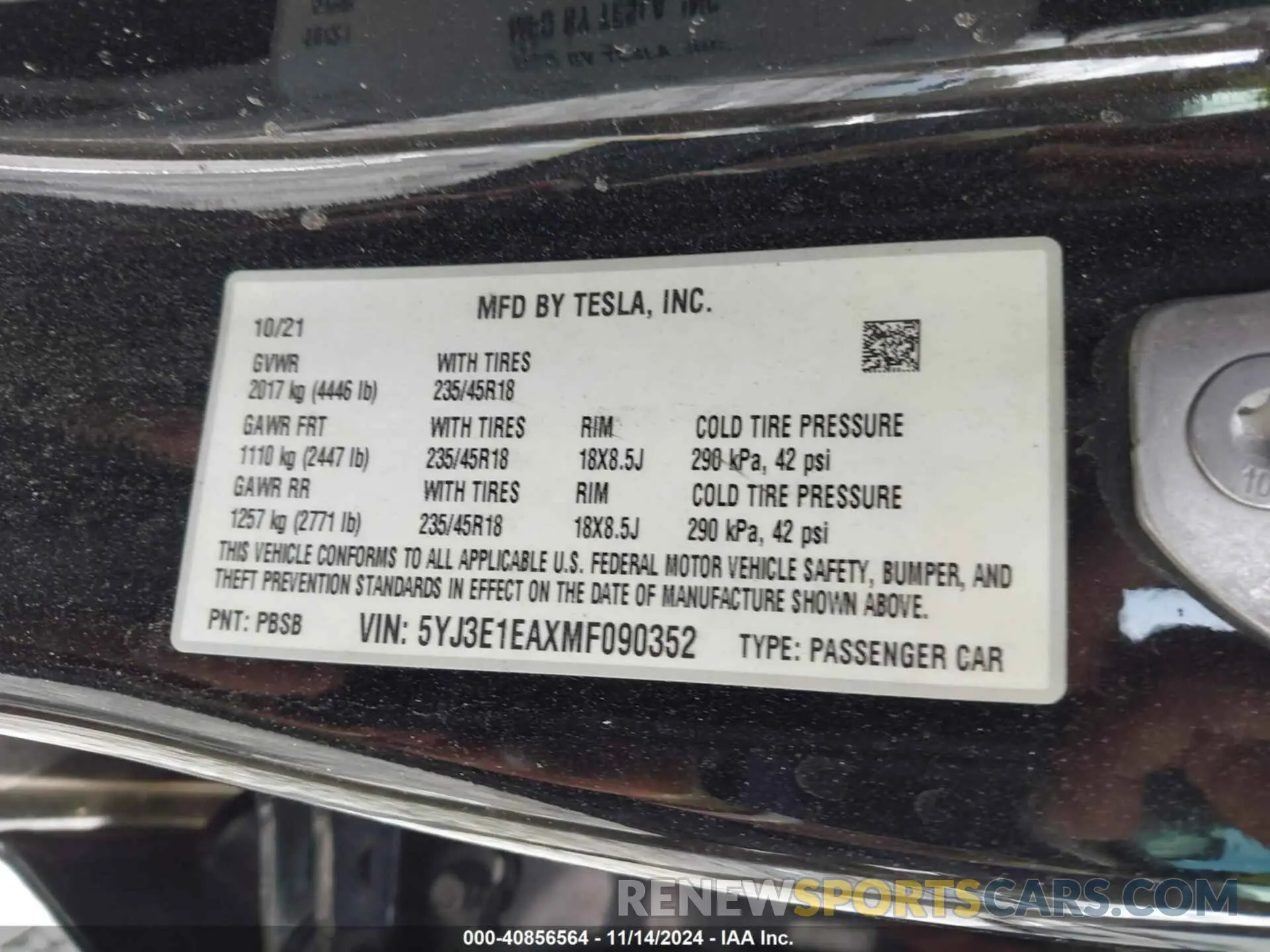9 Photograph of a damaged car 5YJ3E1EAXMF090352 TESLA MODEL 3 2021