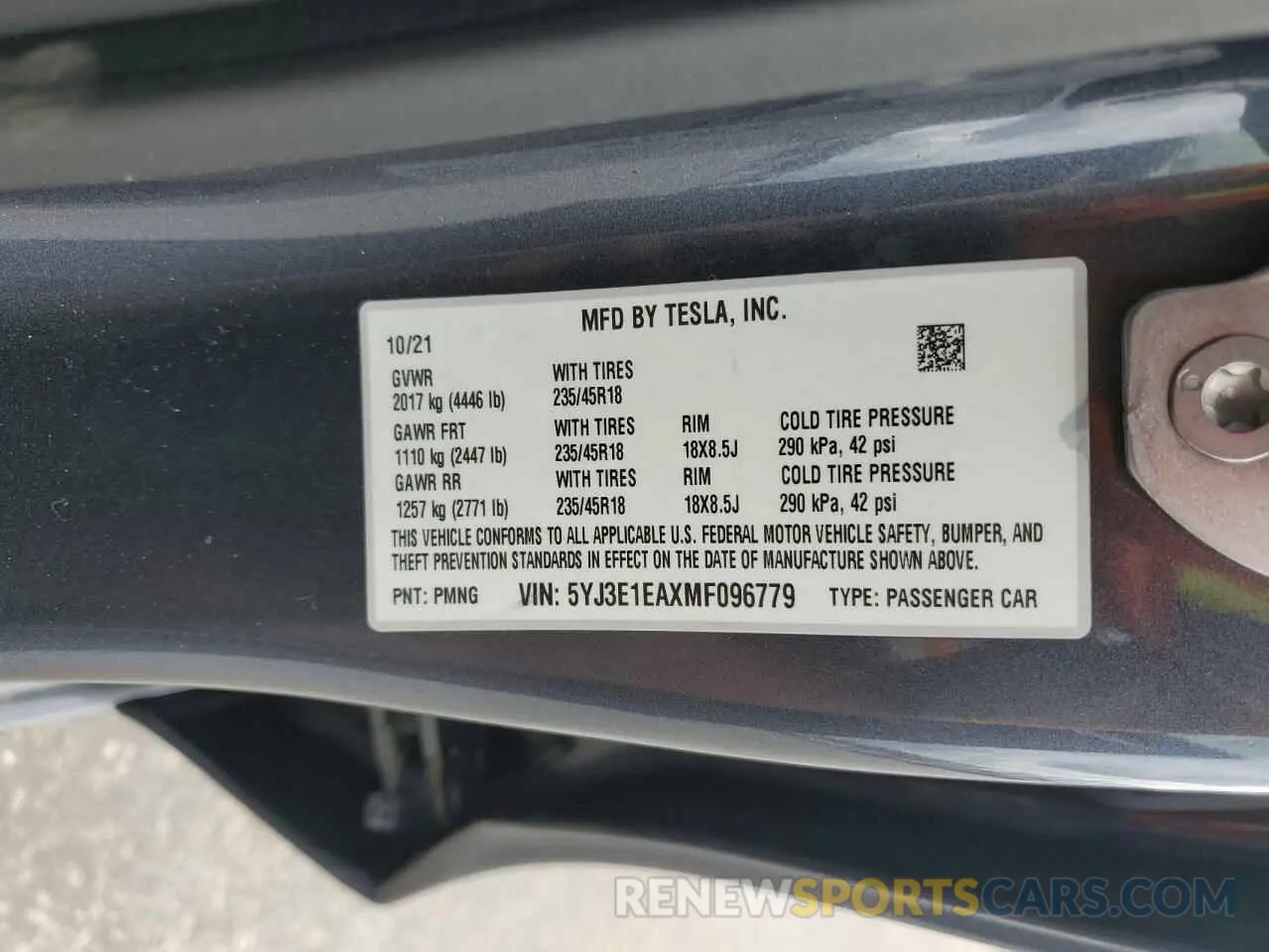 13 Photograph of a damaged car 5YJ3E1EAXMF096779 TESLA MODEL 3 2021
