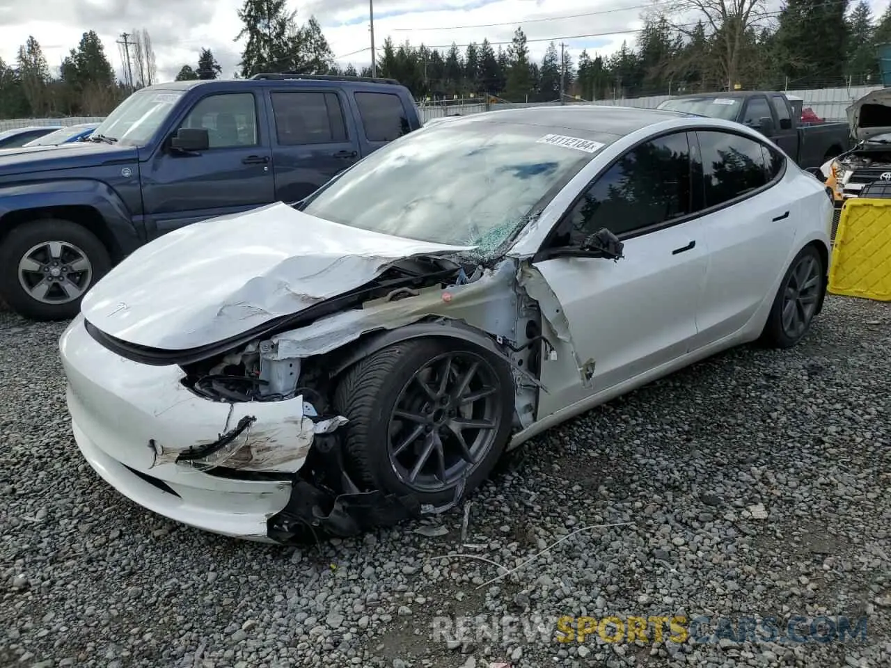 1 Photograph of a damaged car 5YJ3E1EAXMF873252 TESLA MODEL 3 2021