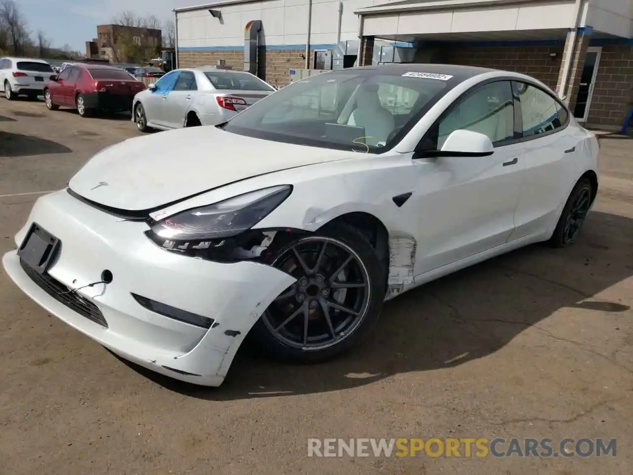 2 Photograph of a damaged car 5YJ3E1EAXMF915953 TESLA MODEL 3 2021