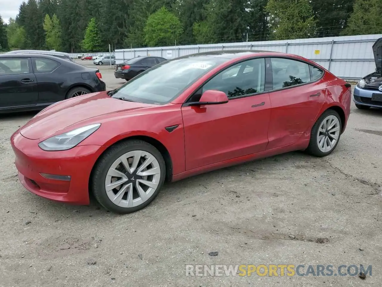 1 Photograph of a damaged car 5YJ3E1EB0MF055411 TESLA MODEL 3 2021