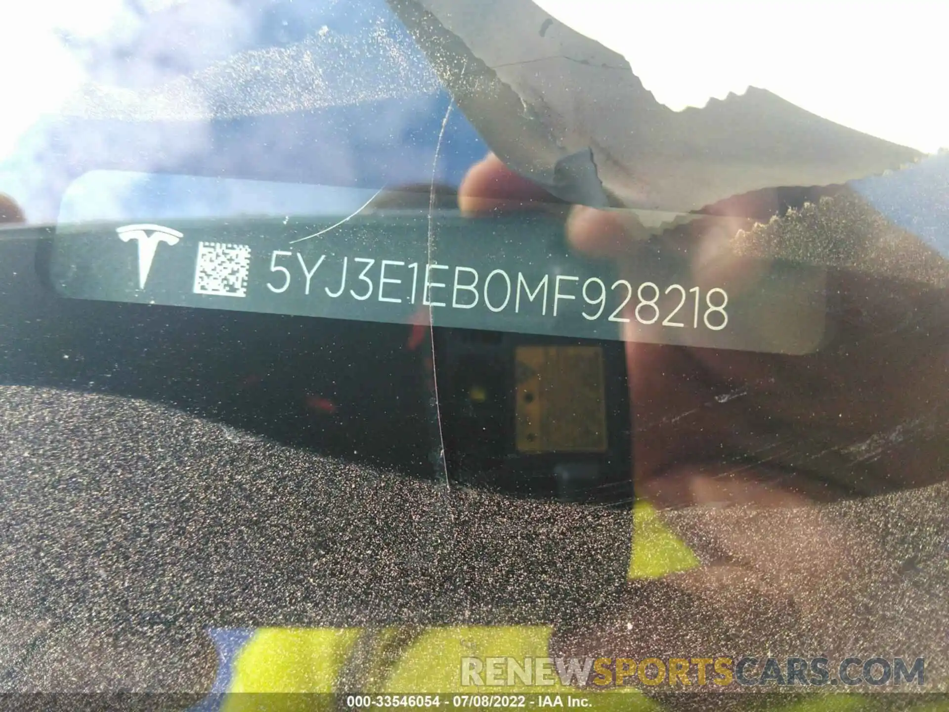 9 Photograph of a damaged car 5YJ3E1EB0MF928218 TESLA MODEL 3 2021