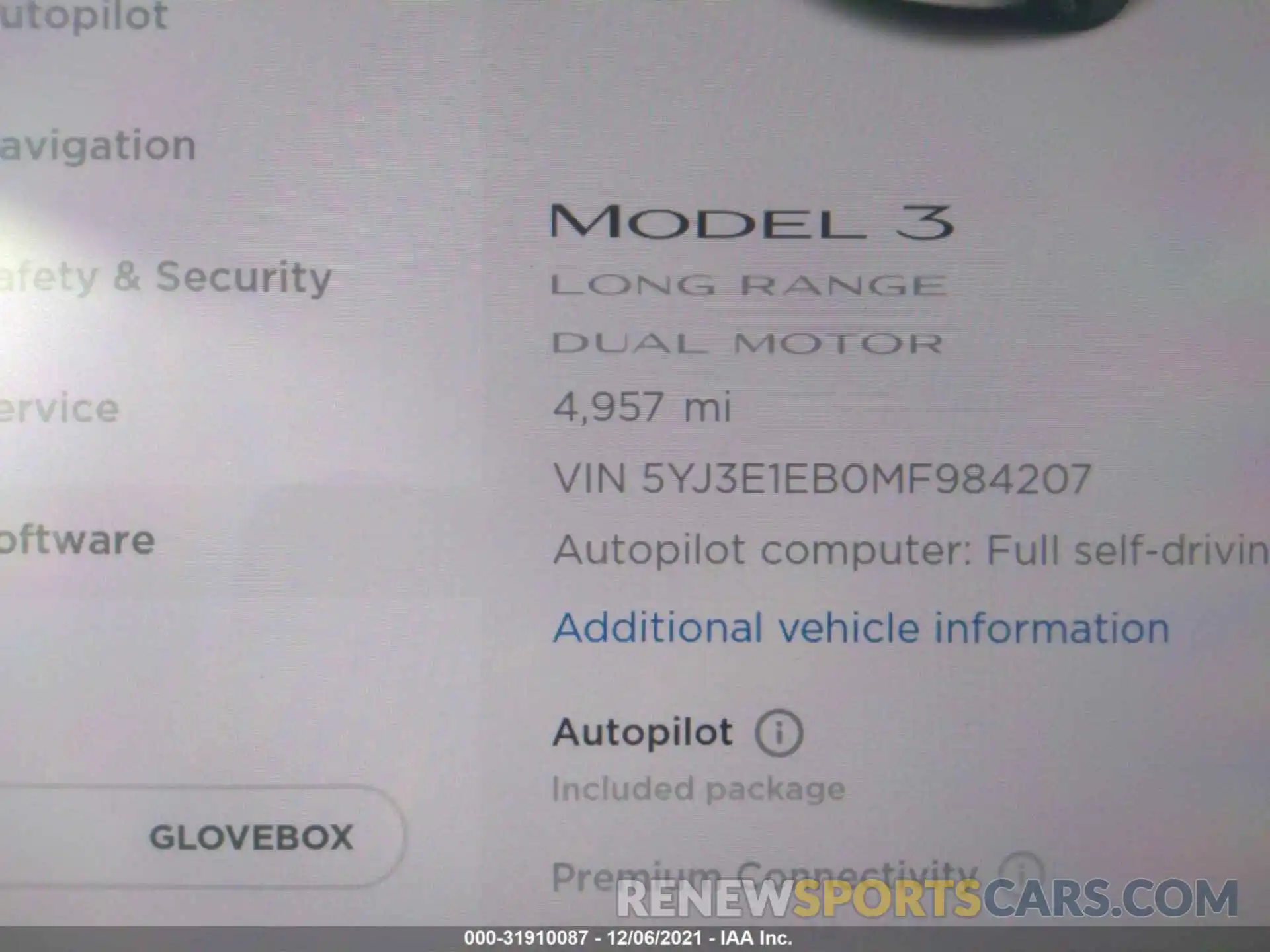 7 Photograph of a damaged car 5YJ3E1EB0MF984207 TESLA MODEL 3 2021