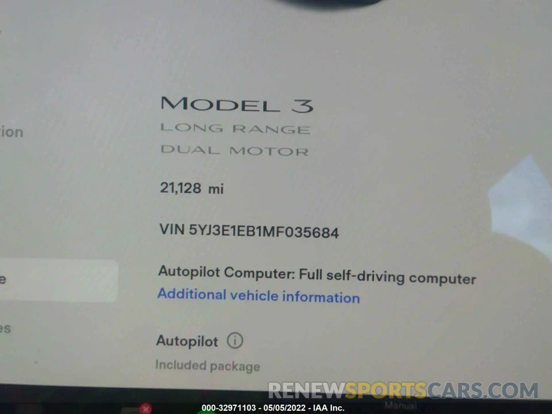 7 Photograph of a damaged car 5YJ3E1EB1MF035684 TESLA MODEL 3 2021