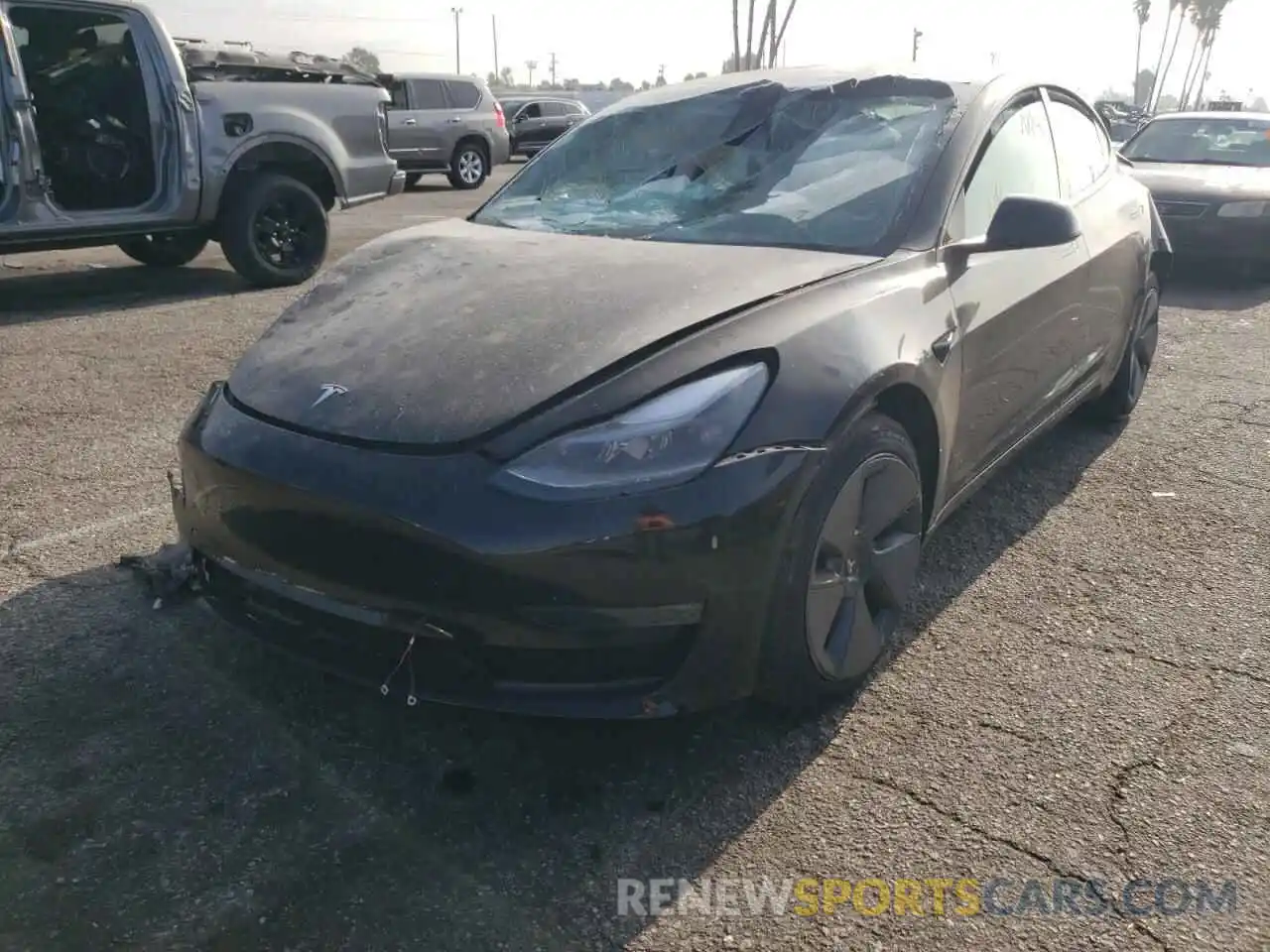 2 Photograph of a damaged car 5YJ3E1EB1MF073366 TESLA MODEL 3 2021