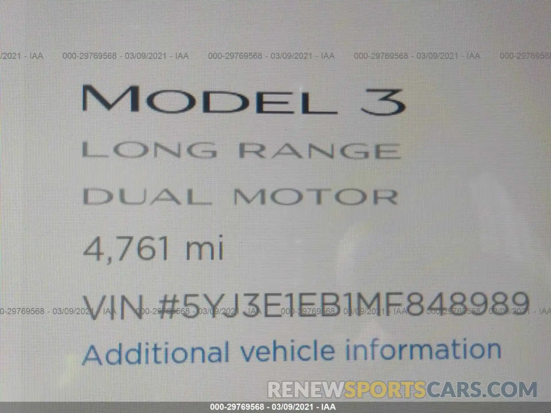 7 Photograph of a damaged car 5YJ3E1EB1MF848989 TESLA MODEL 3 2021