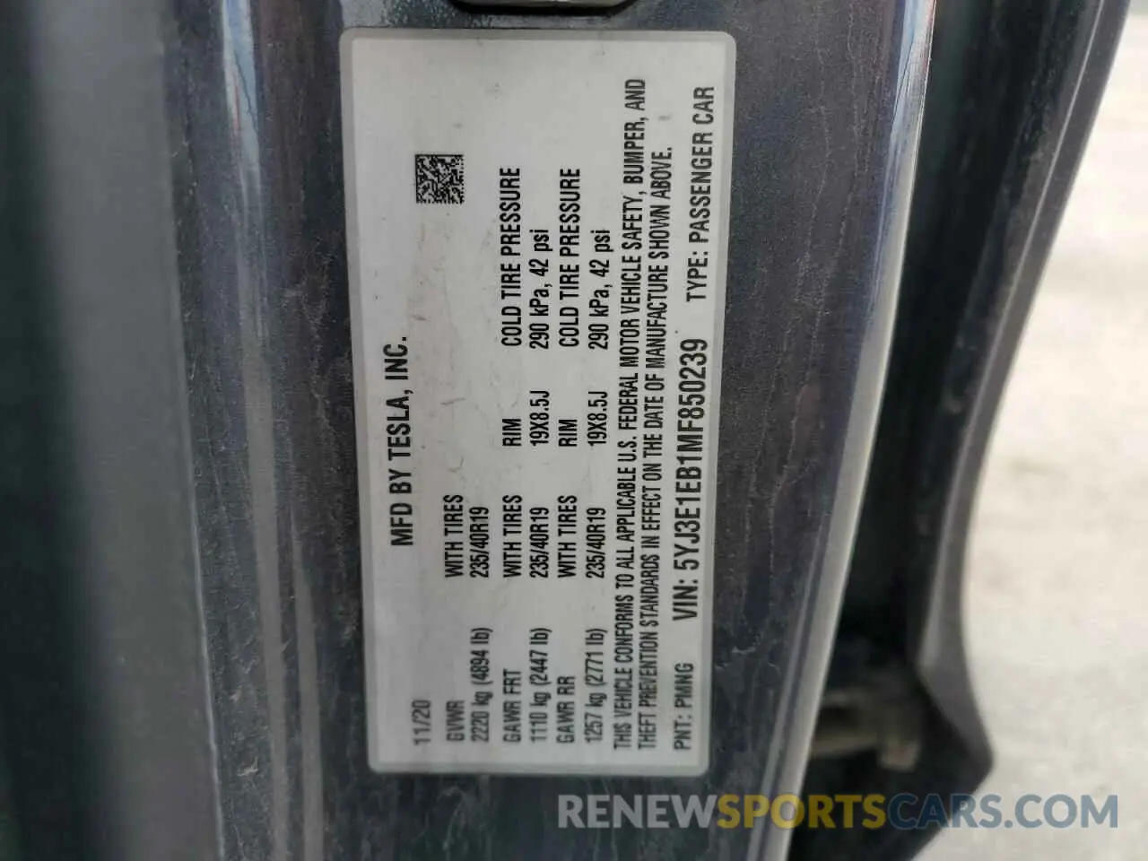 12 Photograph of a damaged car 5YJ3E1EB1MF850239 TESLA MODEL 3 2021
