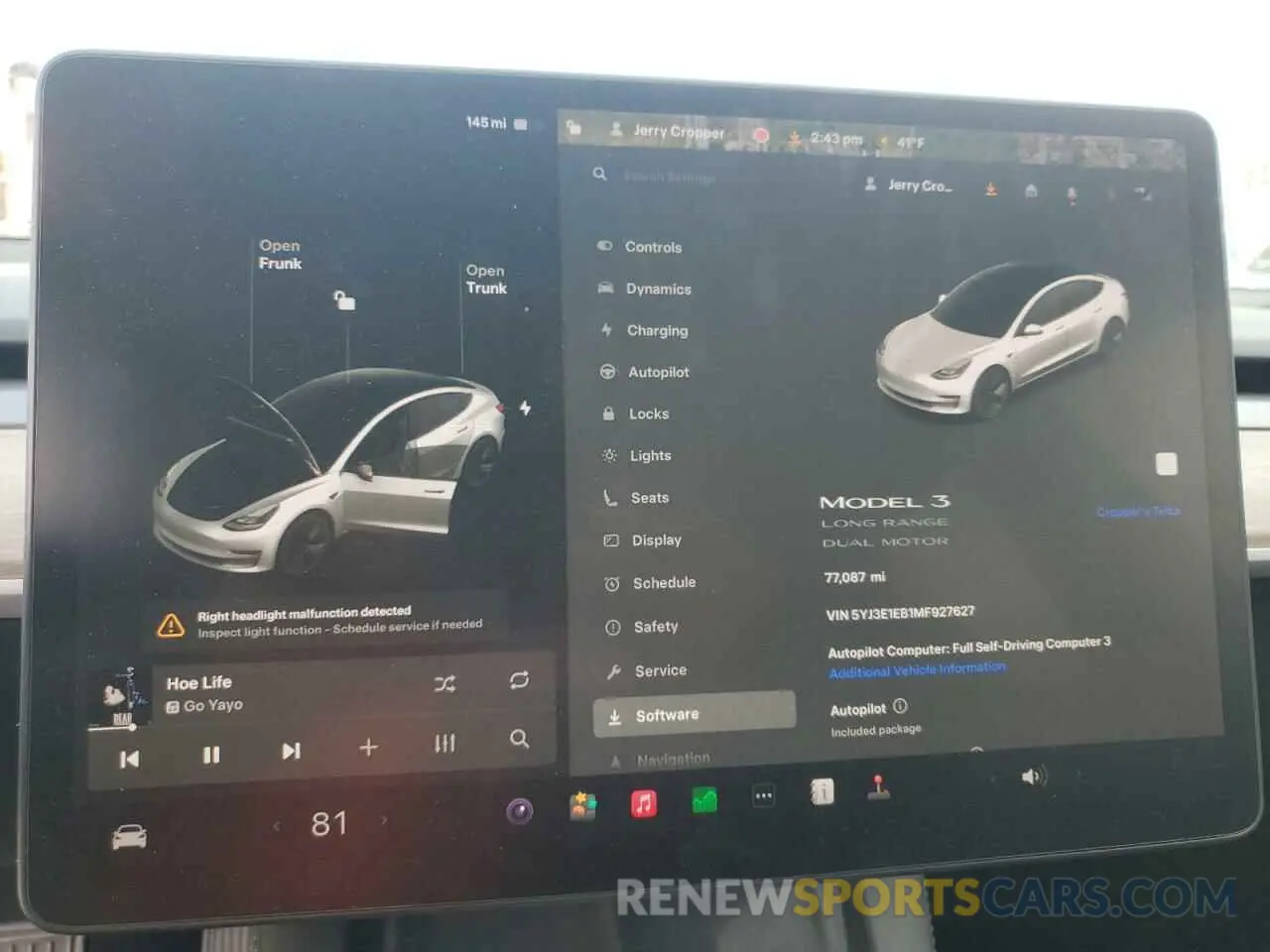9 Photograph of a damaged car 5YJ3E1EB1MF927627 TESLA MODEL 3 2021