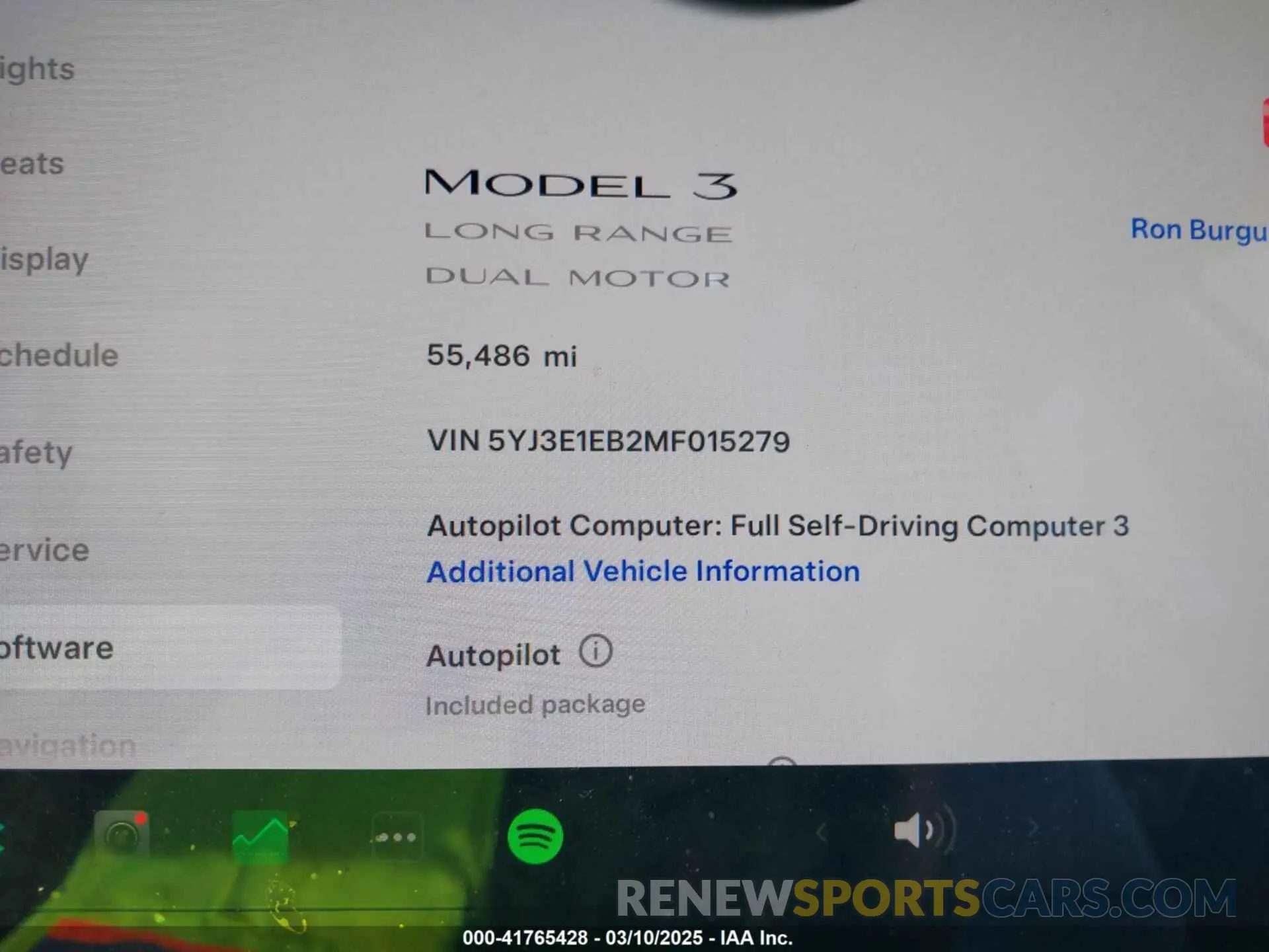 7 Photograph of a damaged car 5YJ3E1EB2MF015279 TESLA MODEL 3 2021