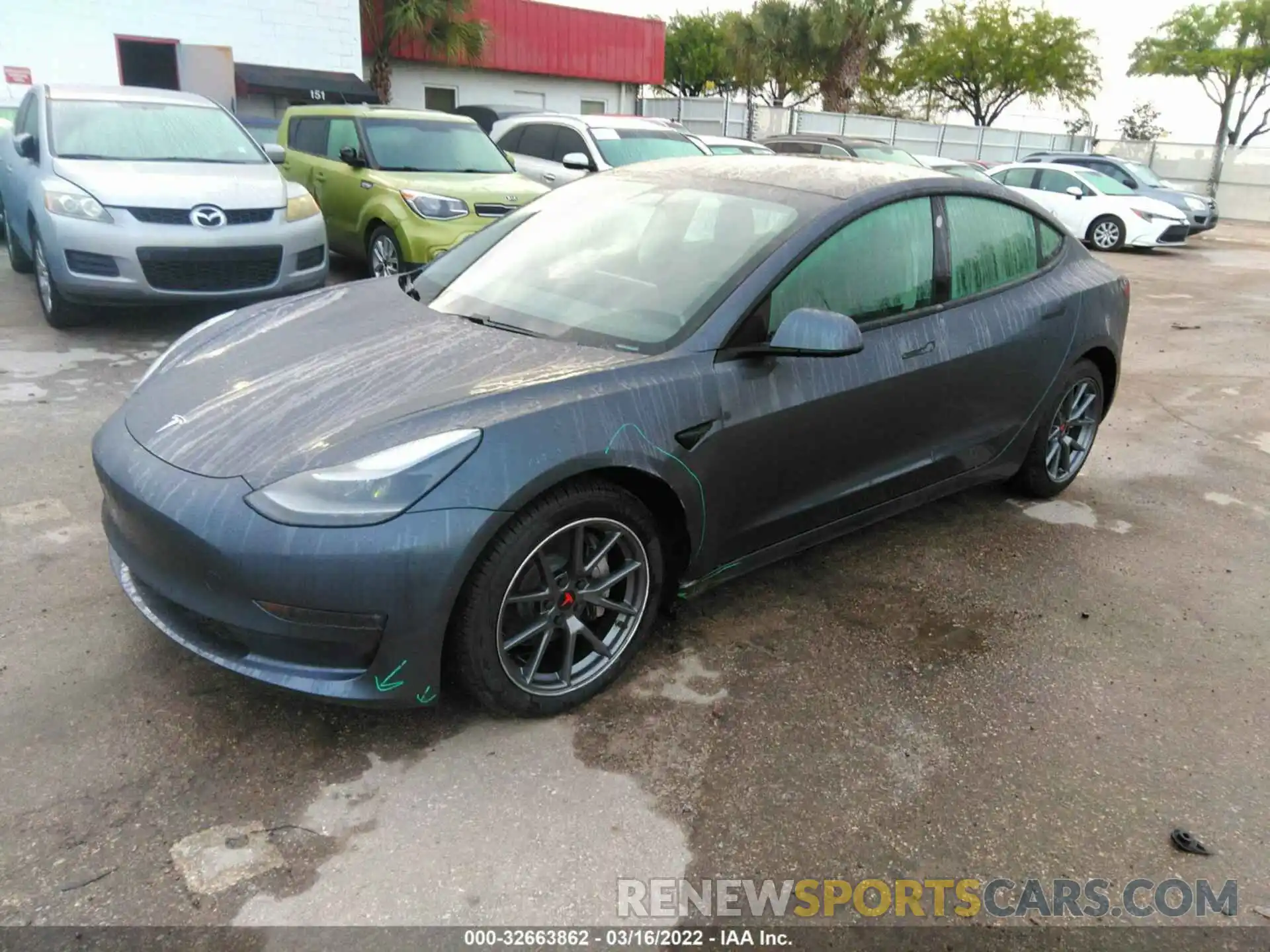 2 Photograph of a damaged car 5YJ3E1EB2MF085526 TESLA MODEL 3 2021