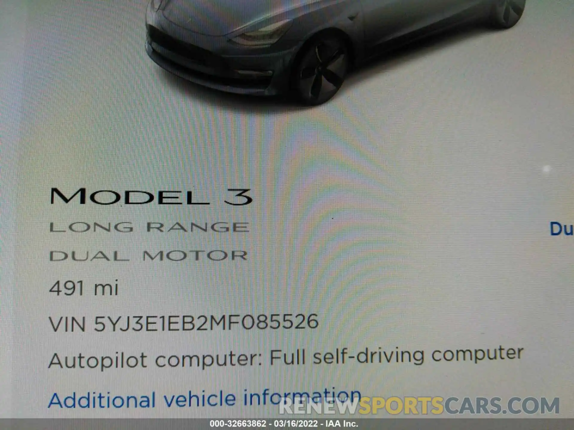 7 Photograph of a damaged car 5YJ3E1EB2MF085526 TESLA MODEL 3 2021