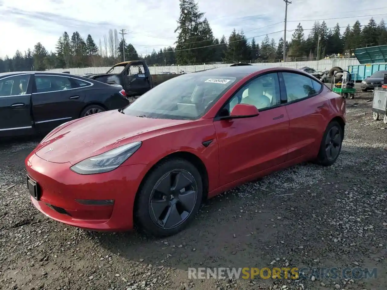 1 Photograph of a damaged car 5YJ3E1EB2MF847950 TESLA MODEL 3 2021