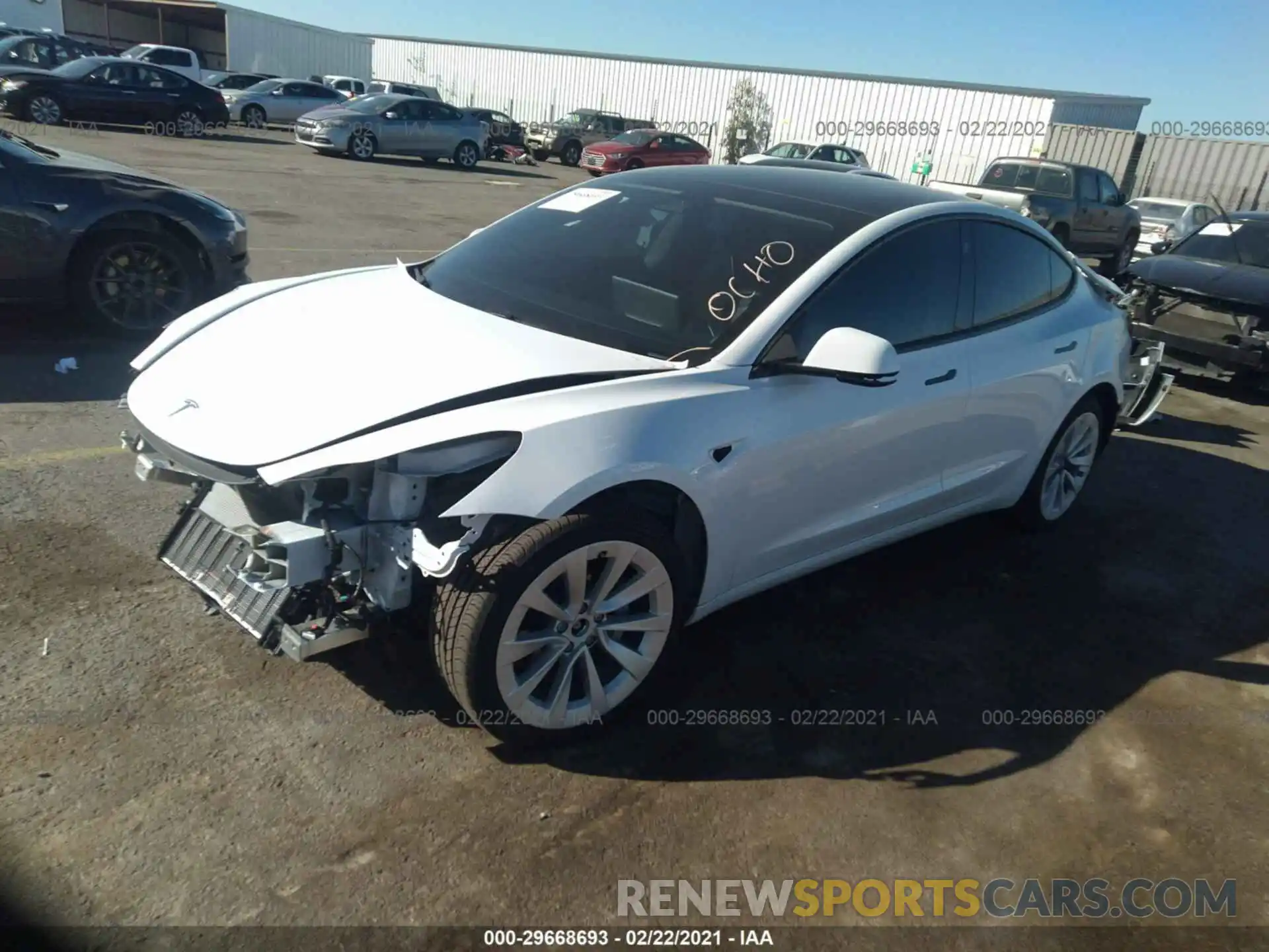 2 Photograph of a damaged car 5YJ3E1EB2MF874291 TESLA MODEL 3 2021