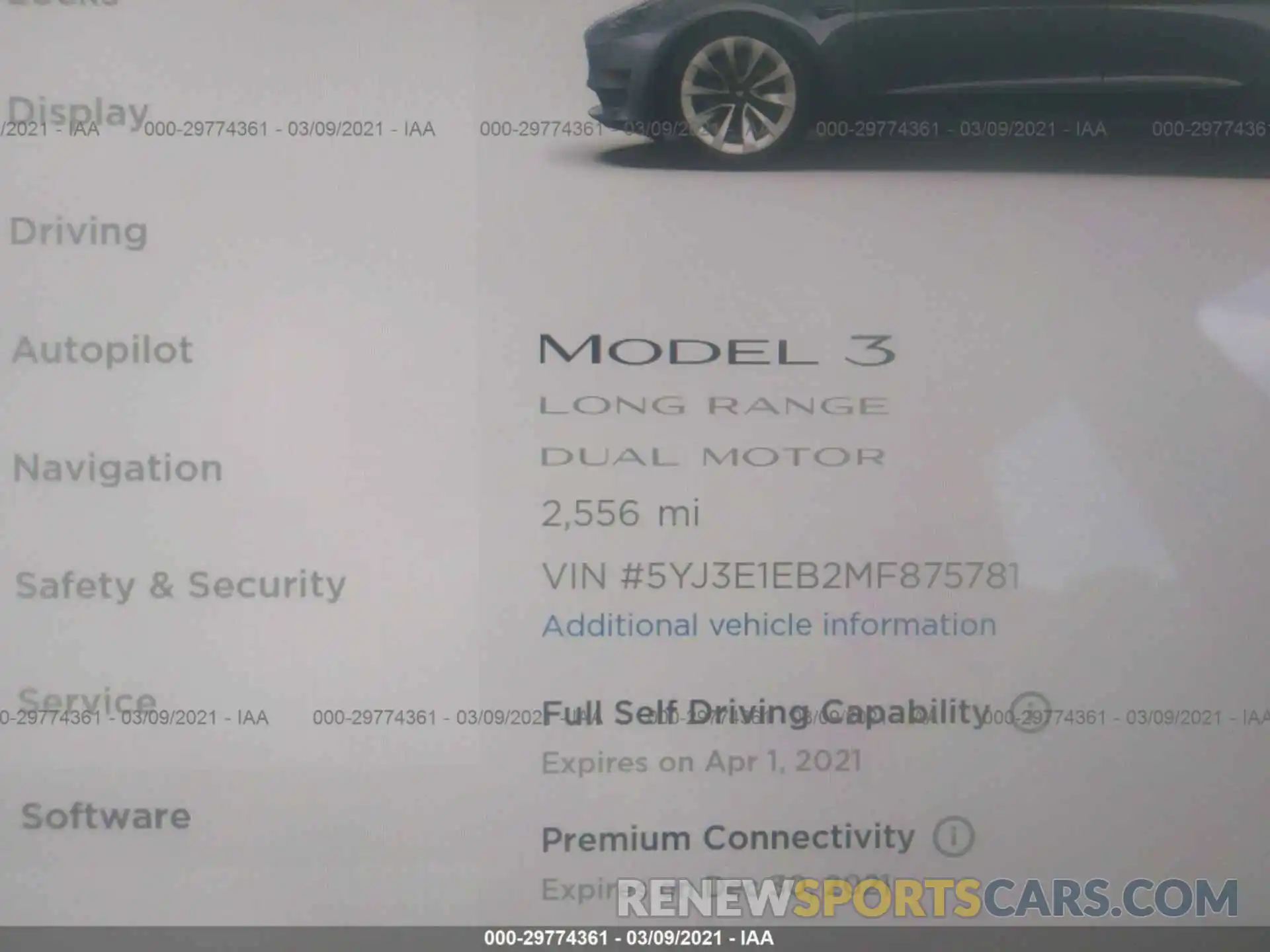 7 Photograph of a damaged car 5YJ3E1EB2MF875781 TESLA MODEL 3 2021