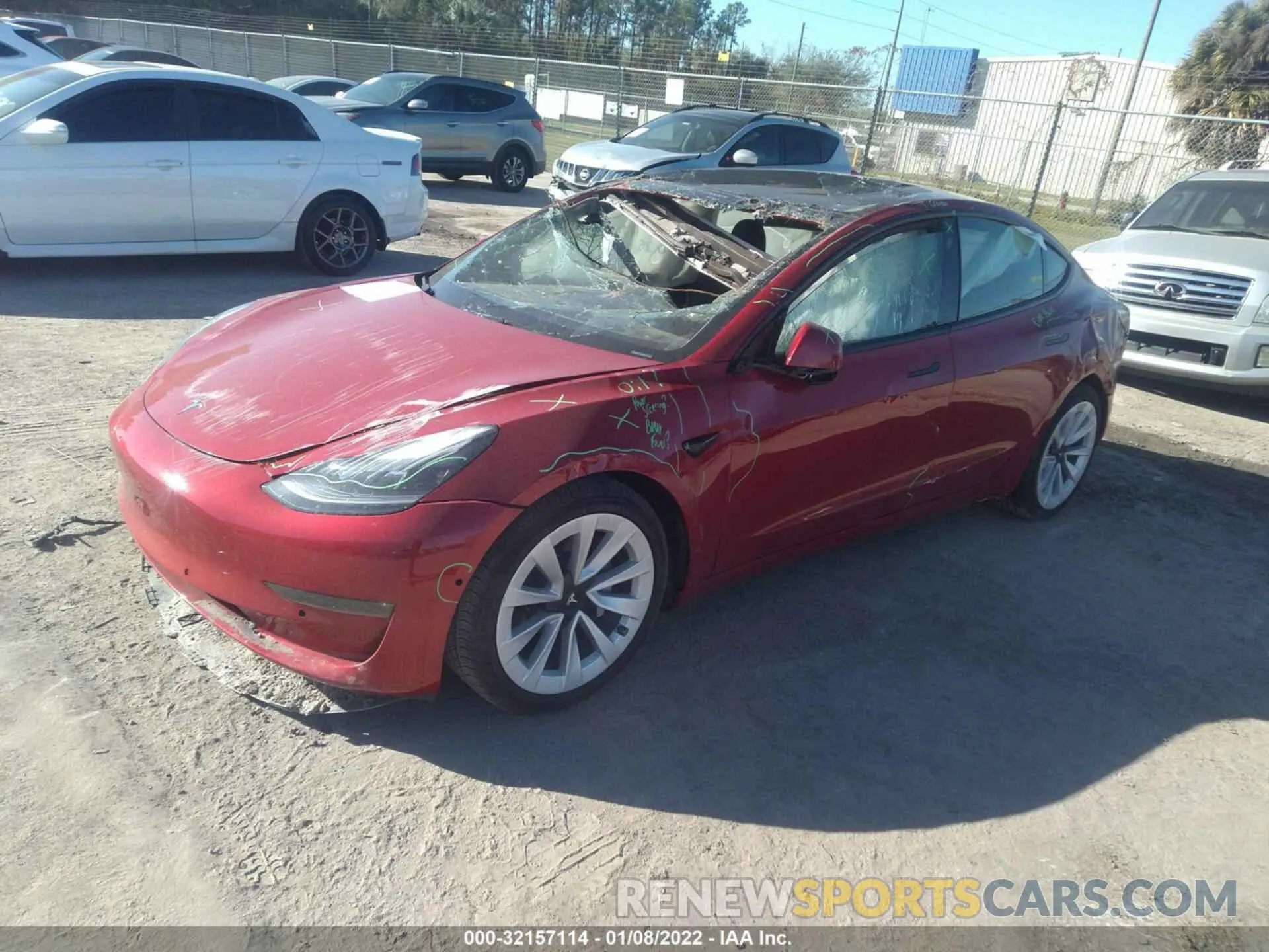 2 Photograph of a damaged car 5YJ3E1EB2MF980370 TESLA MODEL 3 2021