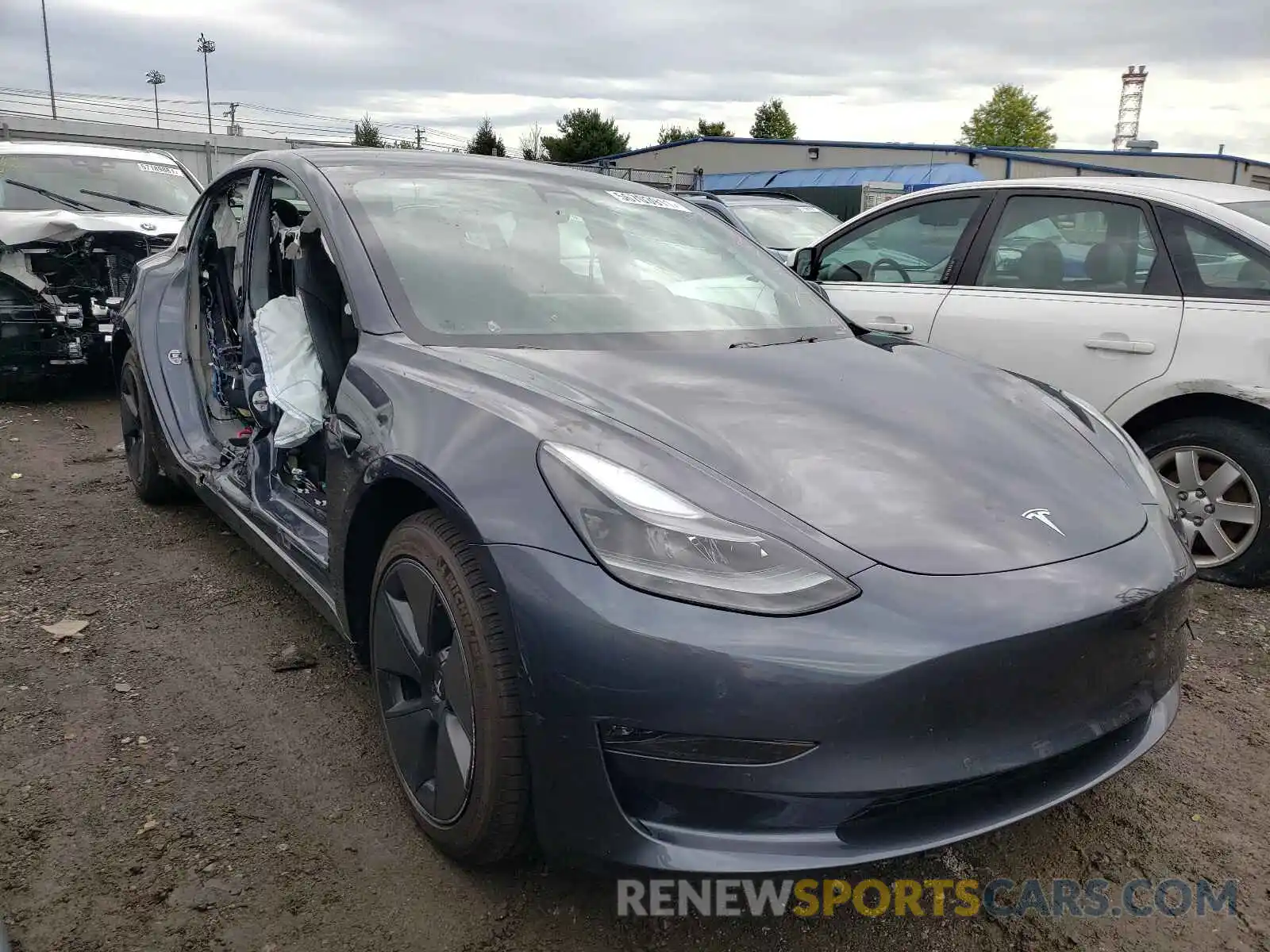 1 Photograph of a damaged car 5YJ3E1EB2MF983219 TESLA MODEL 3 2021