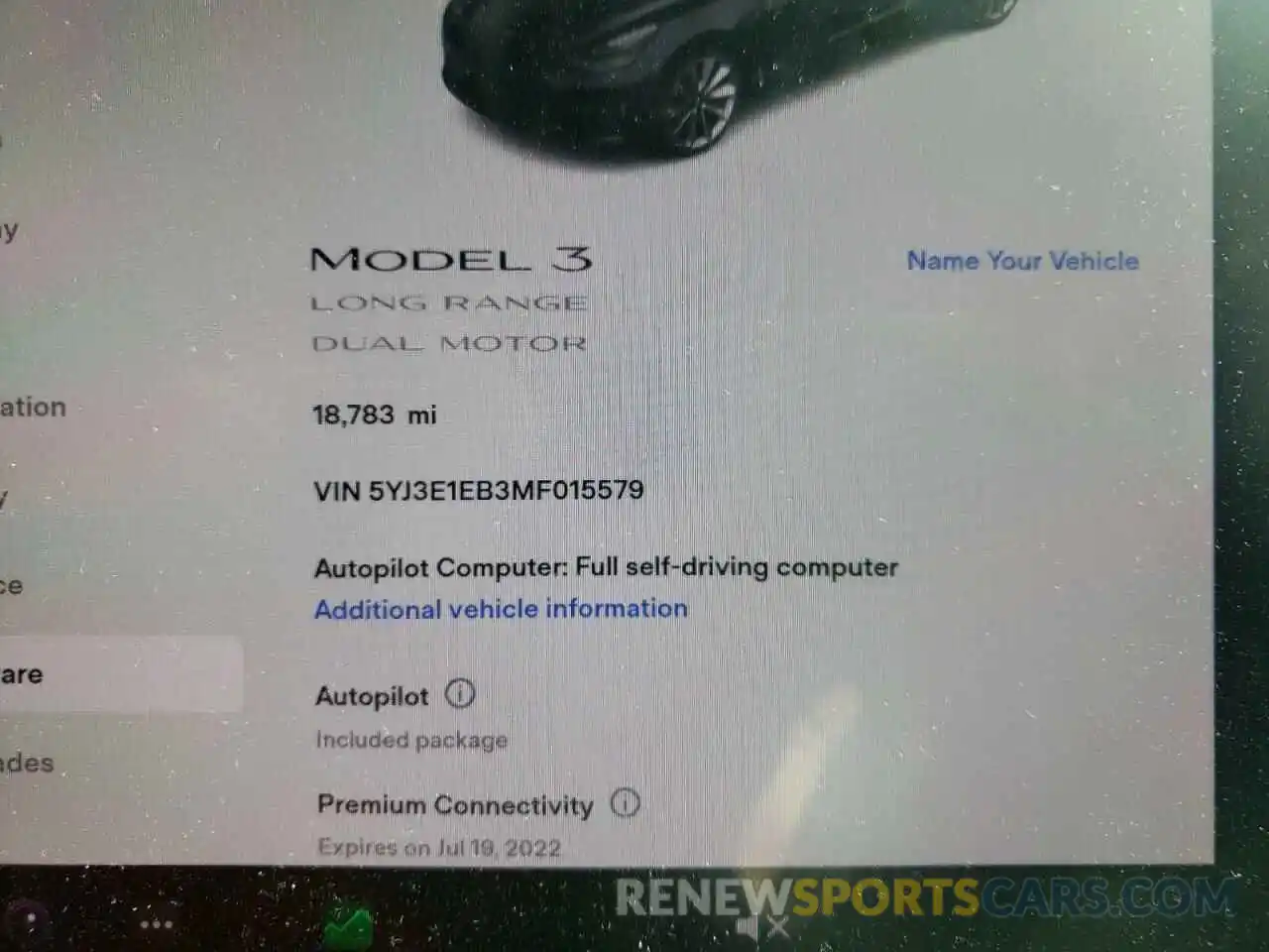 8 Photograph of a damaged car 5YJ3E1EB3MF015579 TESLA MODEL 3 2021