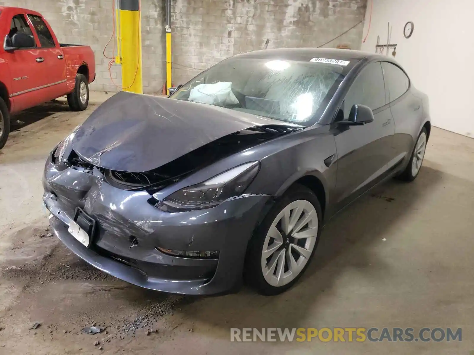 2 Photograph of a damaged car 5YJ3E1EB3MF015601 TESLA MODEL 3 2021