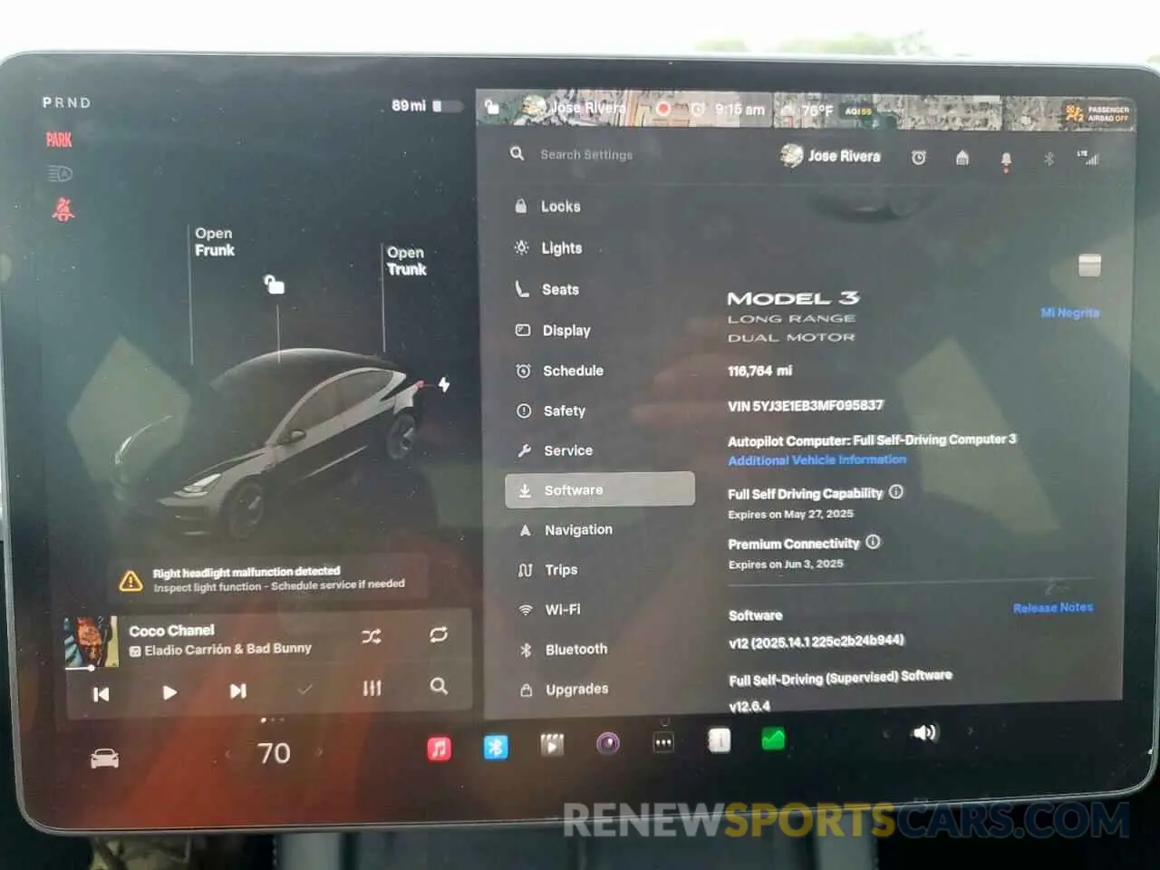 9 Photograph of a damaged car 5YJ3E1EB3MF095837 TESLA MODEL 3 2021