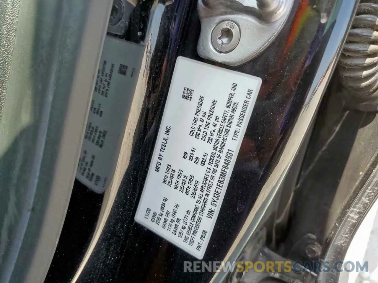 12 Photograph of a damaged car 5YJ3E1EB3MF848931 TESLA MODEL 3 2021