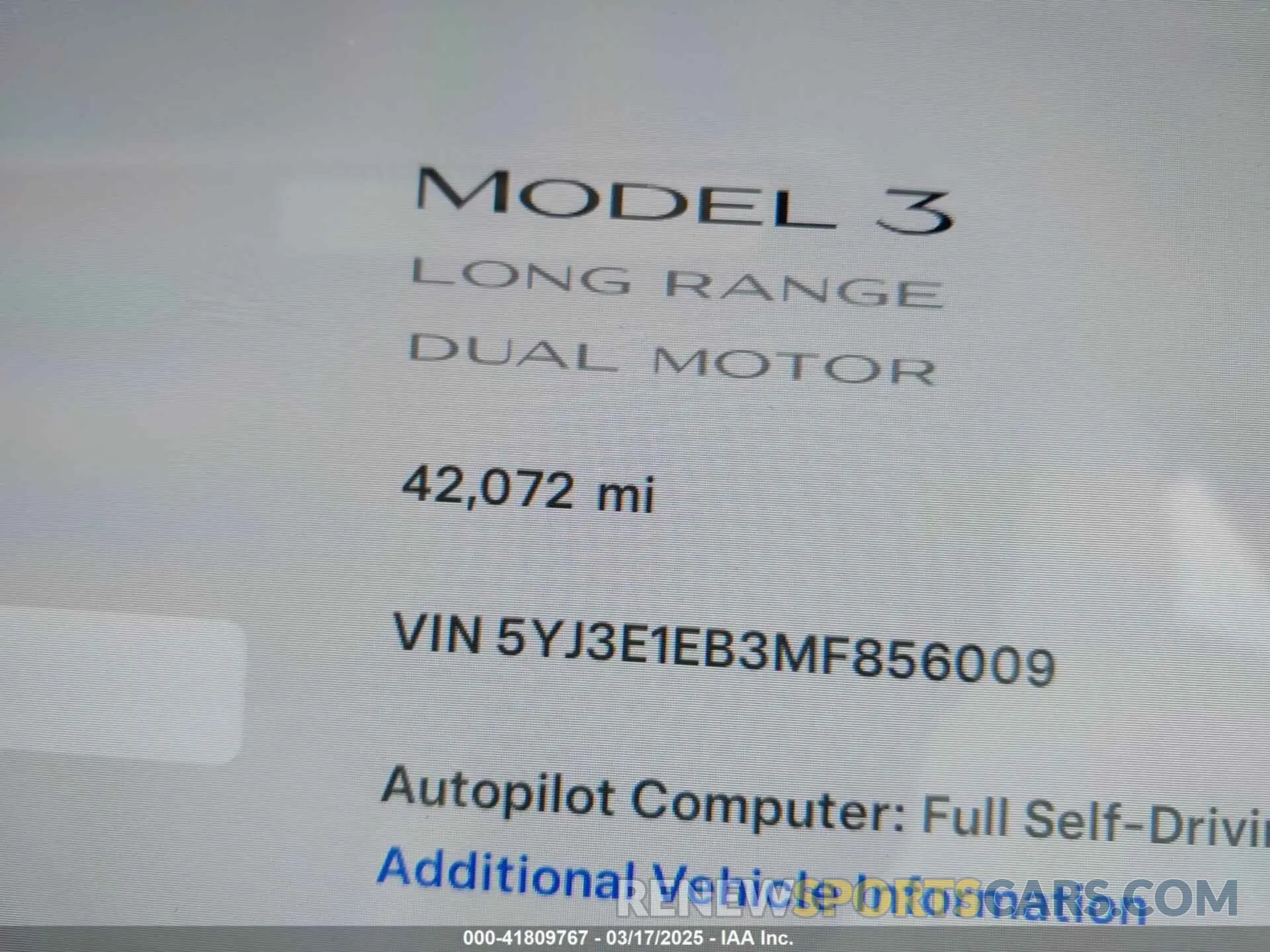 16 Photograph of a damaged car 5YJ3E1EB3MF856009 TESLA MODEL 3 2021