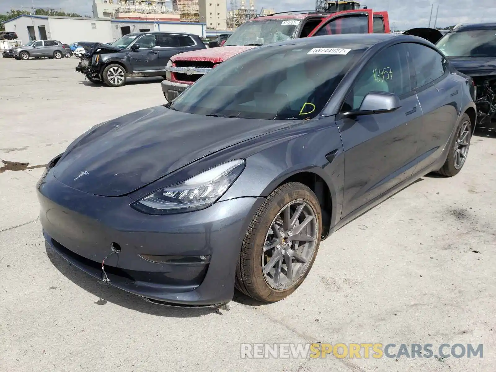 2 Photograph of a damaged car 5YJ3E1EB3MF858620 TESLA MODEL 3 2021