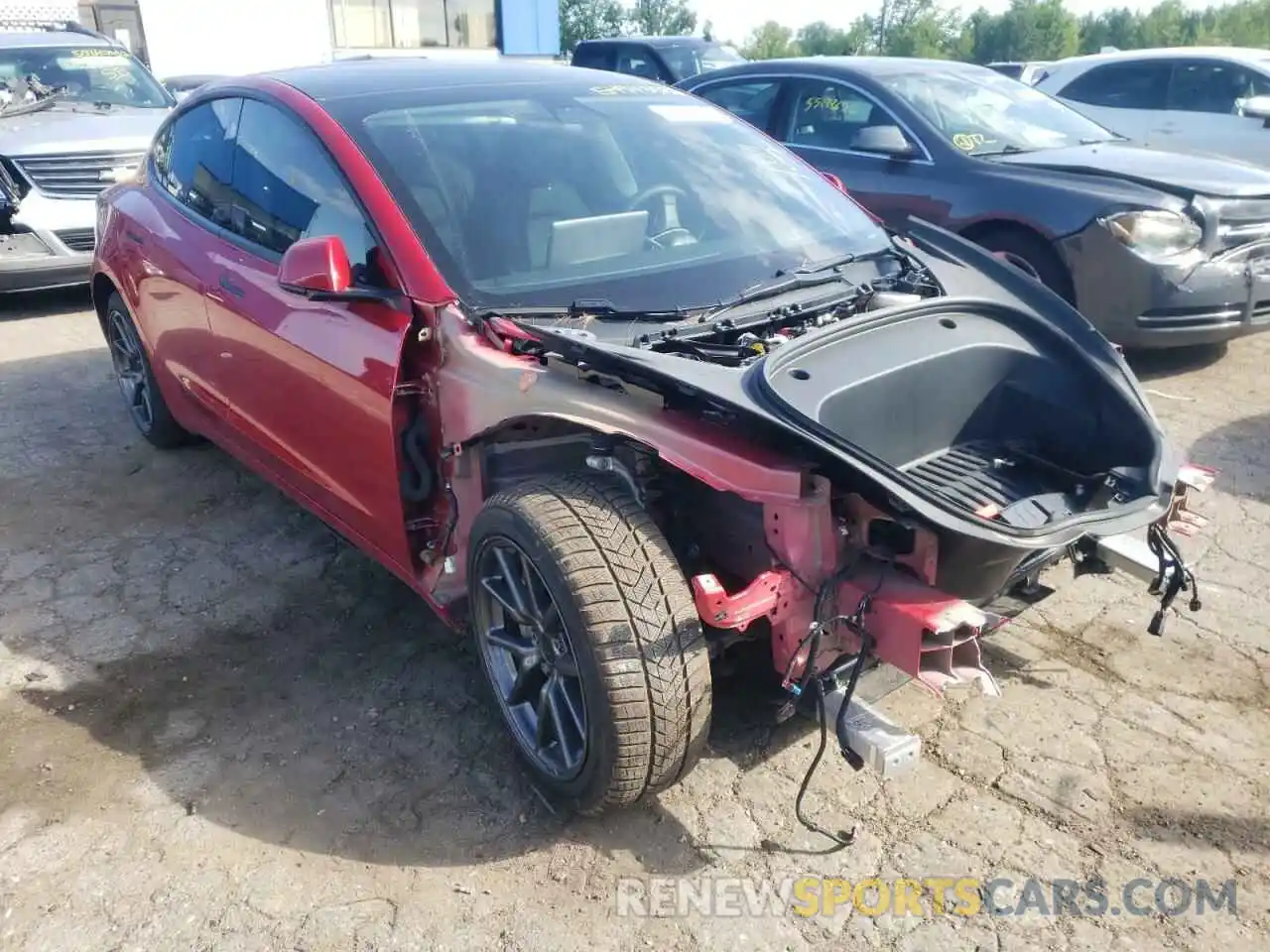 1 Photograph of a damaged car 5YJ3E1EB3MF973248 TESLA MODEL 3 2021