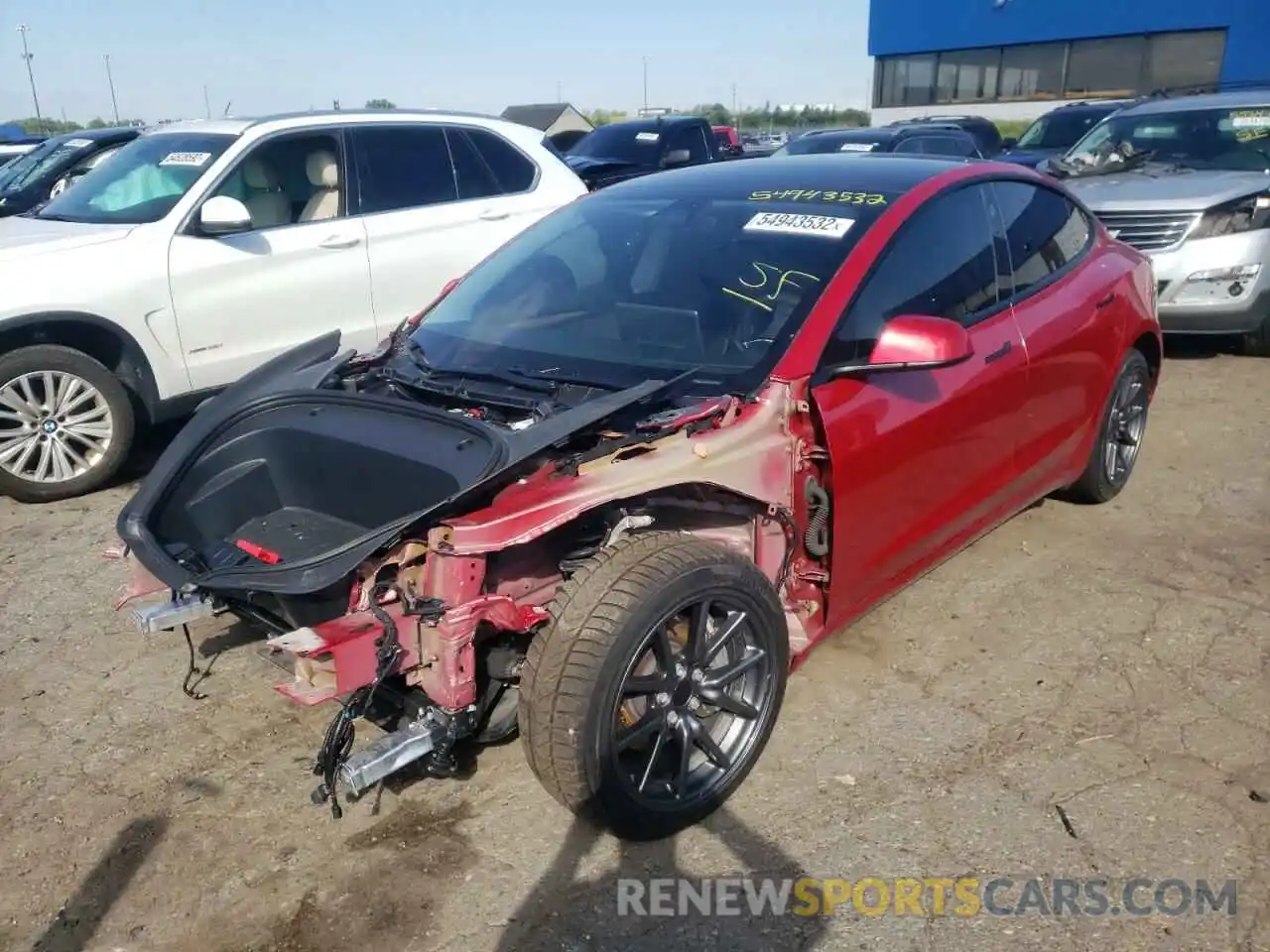 2 Photograph of a damaged car 5YJ3E1EB3MF973248 TESLA MODEL 3 2021