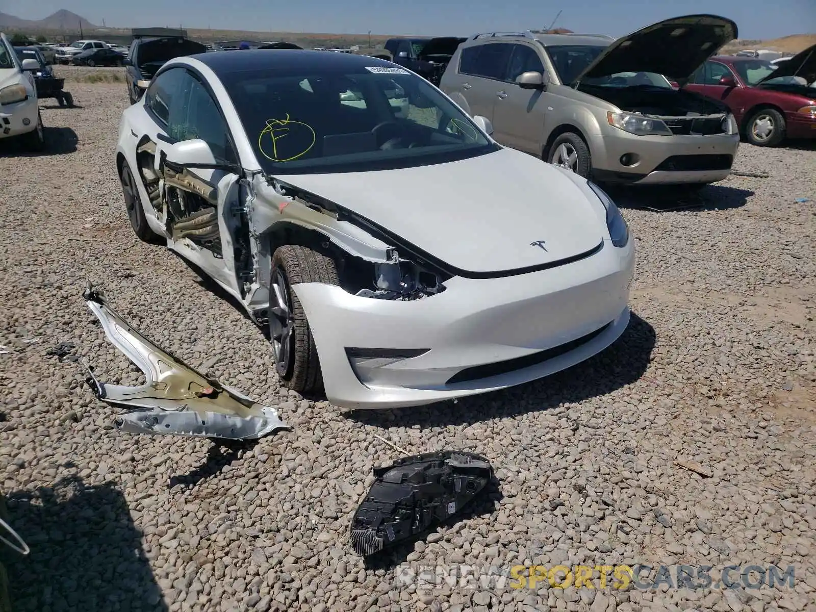 1 Photograph of a damaged car 5YJ3E1EB4MF848002 TESLA MODEL 3 2021