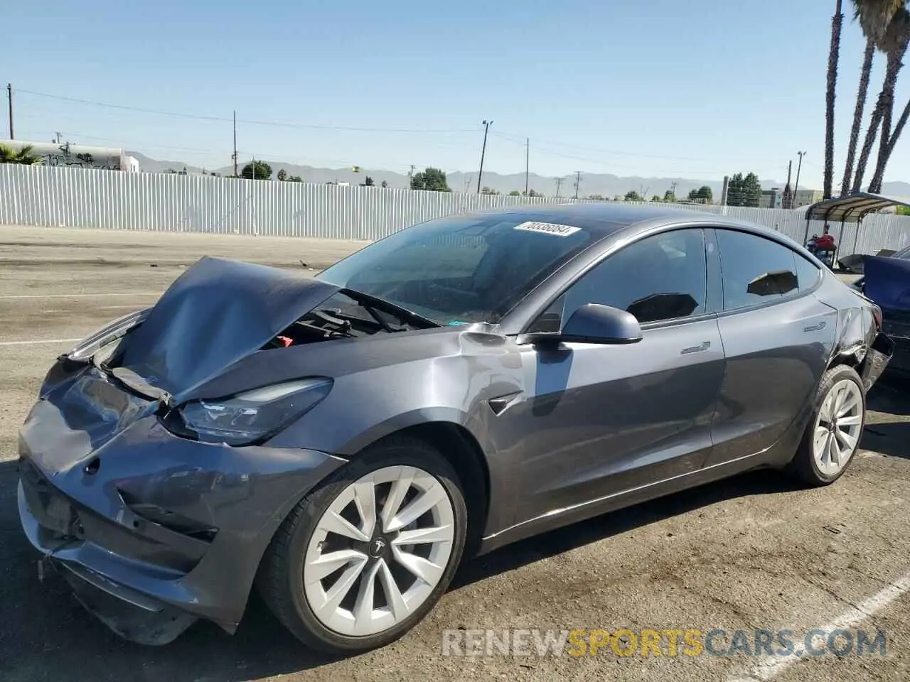 1 Photograph of a damaged car 5YJ3E1EB4MF877242 TESLA MODEL 3 2021
