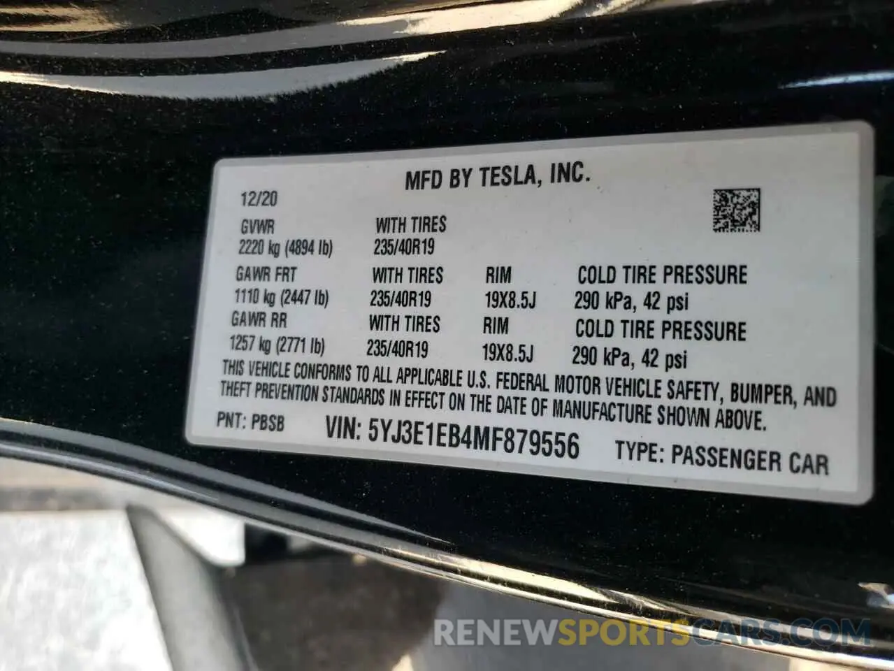 13 Photograph of a damaged car 5YJ3E1EB4MF879556 TESLA MODEL 3 2021