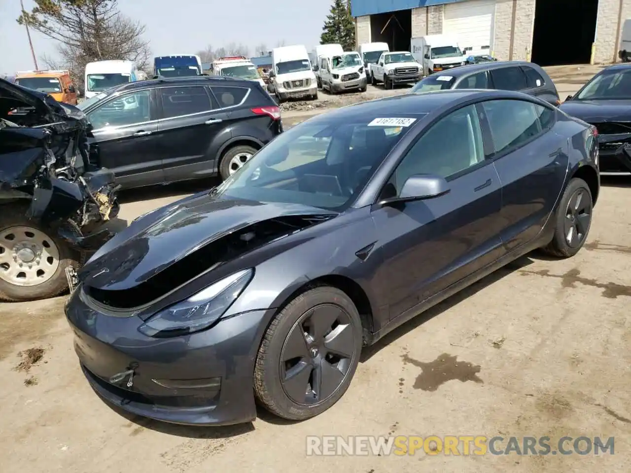 2 Photograph of a damaged car 5YJ3E1EB5MF067490 TESLA MODEL 3 2021