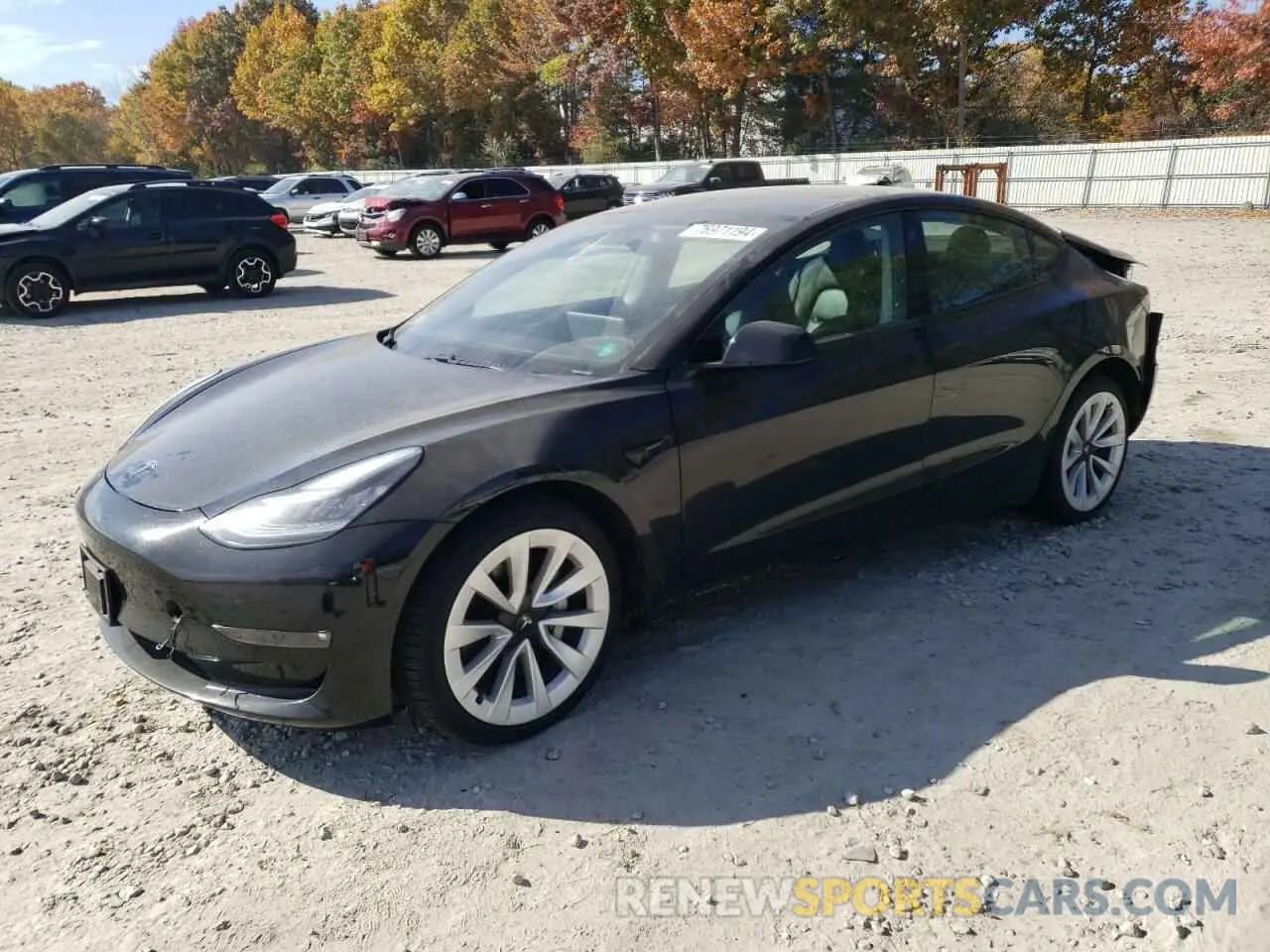 1 Photograph of a damaged car 5YJ3E1EB5MF855766 TESLA MODEL 3 2021
