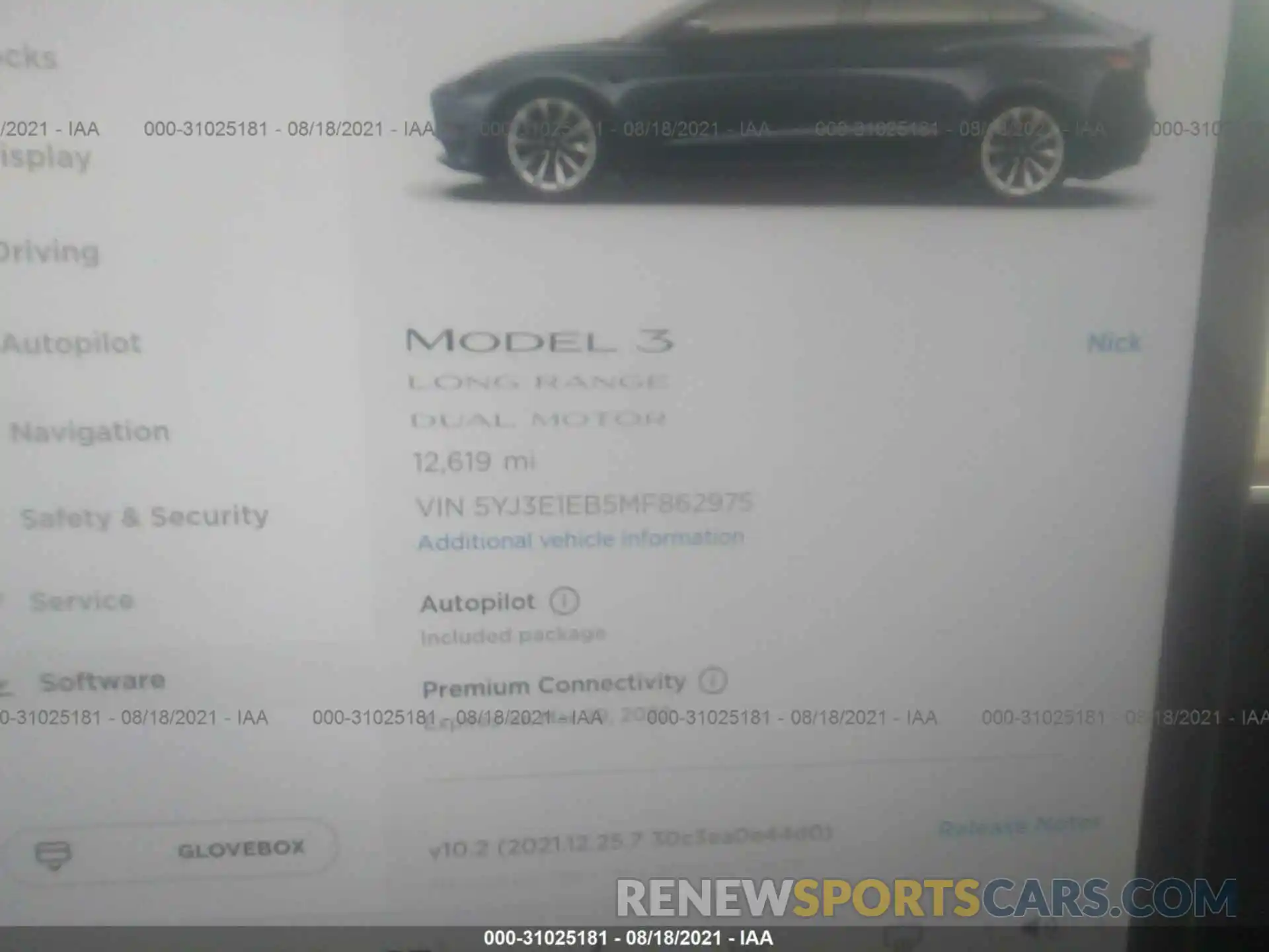 7 Photograph of a damaged car 5YJ3E1EB5MF862975 TESLA MODEL 3 2021