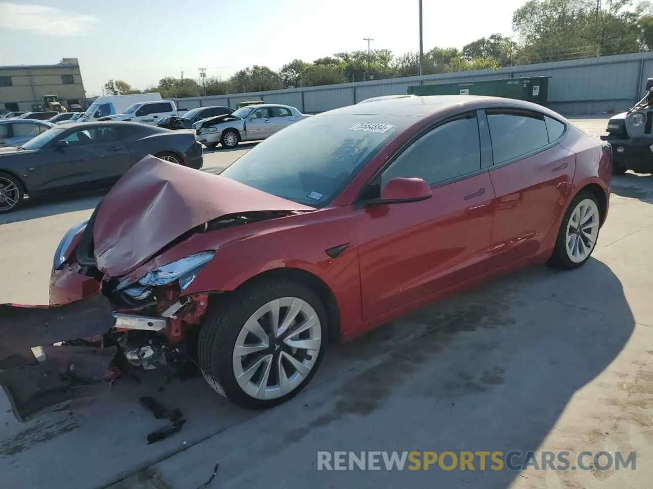 1 Photograph of a damaged car 5YJ3E1EB6MF859700 TESLA MODEL 3 2021
