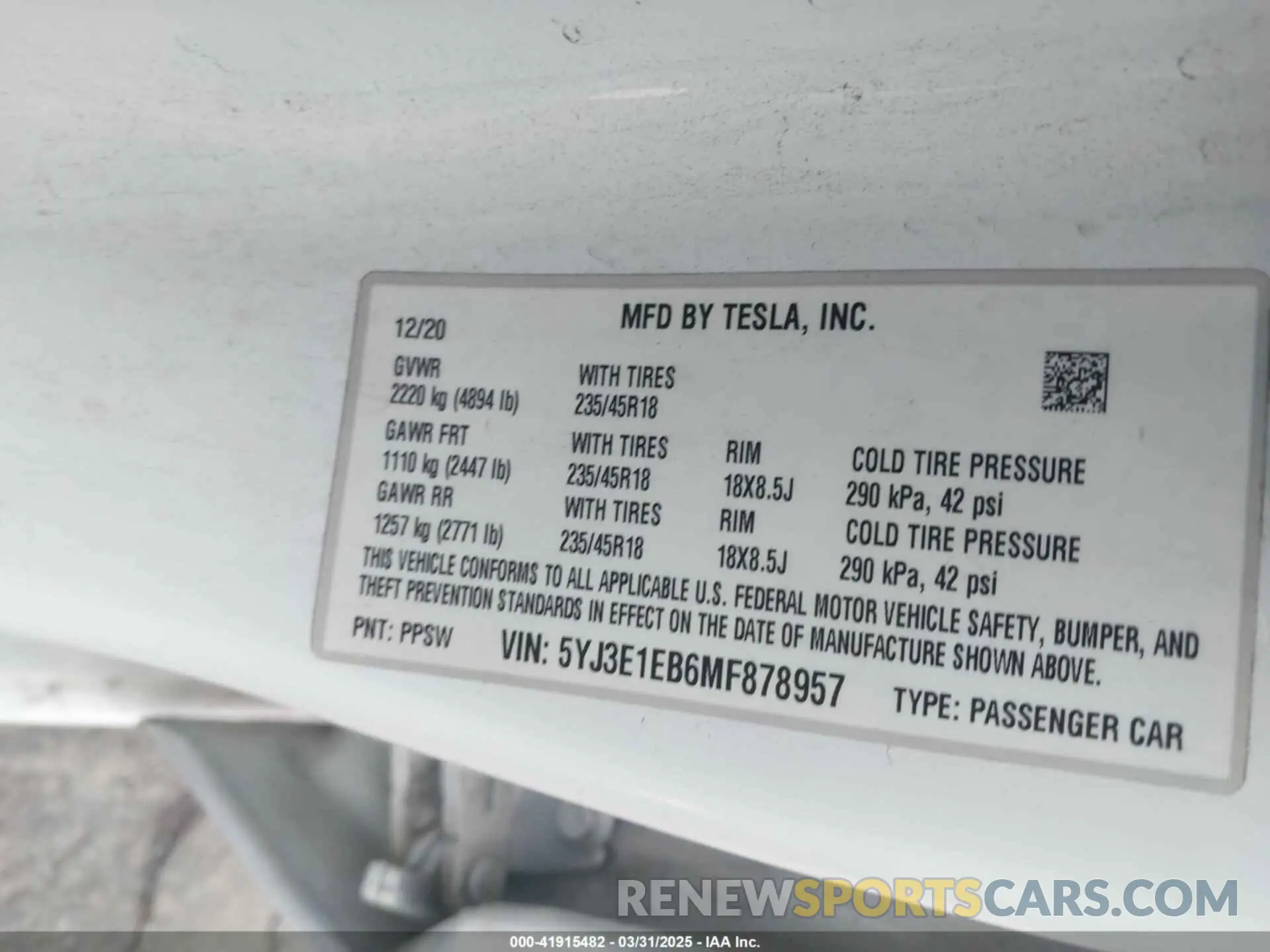 9 Photograph of a damaged car 5YJ3E1EB6MF878957 TESLA MODEL 3 2021