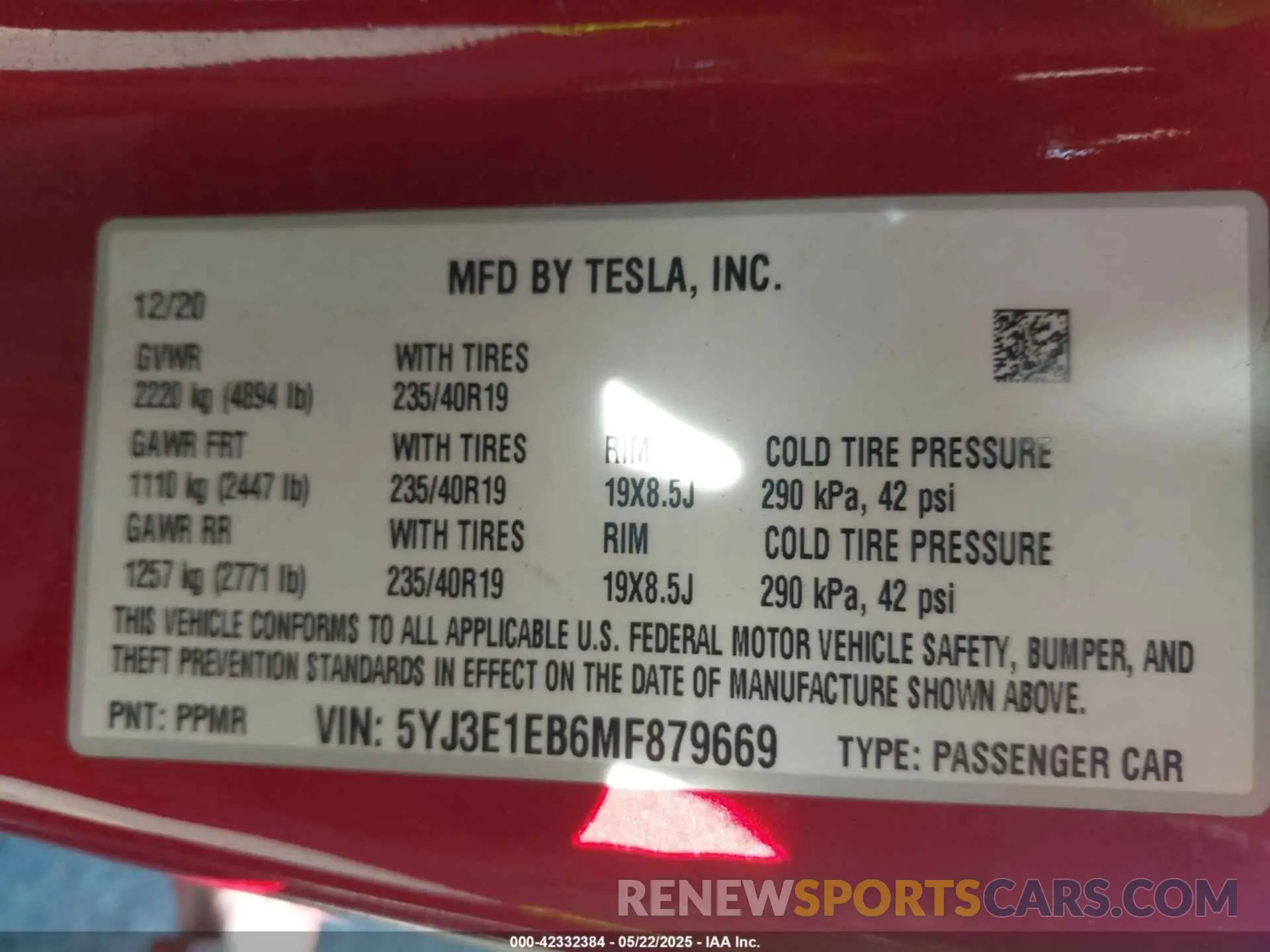 9 Photograph of a damaged car 5YJ3E1EB6MF879669 TESLA MODEL 3 2021